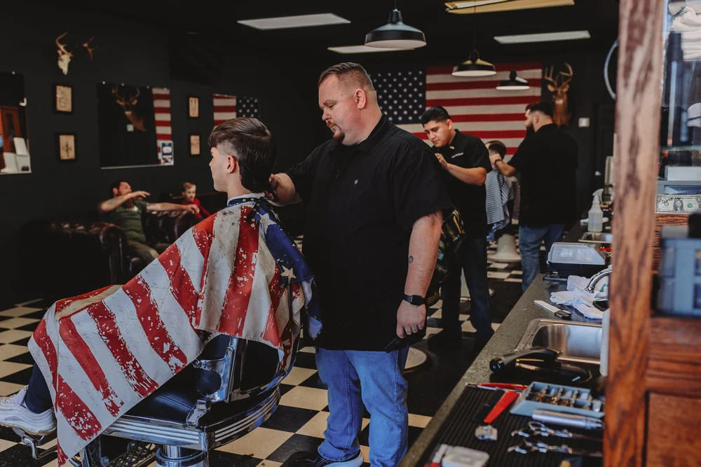 Three Hounds Barbershop wide shop shot
