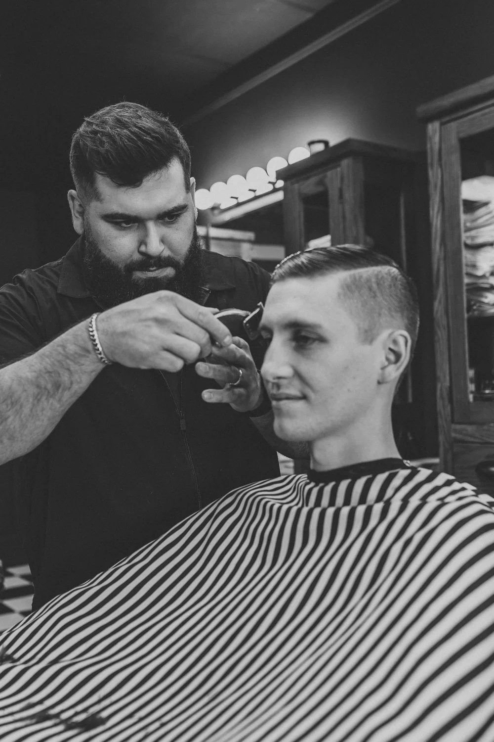 Precision fade at Three Hounds Barbershop