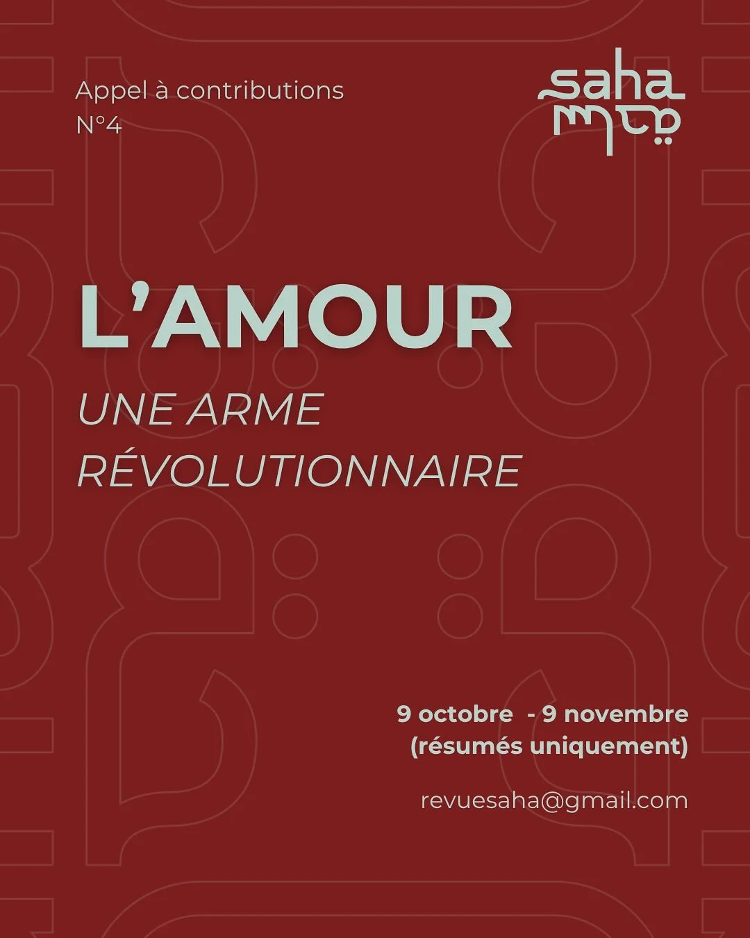 APPEL &Agrave; CONTRIBUTIONS N&middot;4
 Nous avons le plaisir de vous informer que nous lan&ccedil;ons notre quatri&egrave;me appel &agrave; contributions! ⭐️ (les d&eacute;tails sont en bio) 

Fantasm&eacute;, objectifi&eacute;, monstrifi&eacute; &