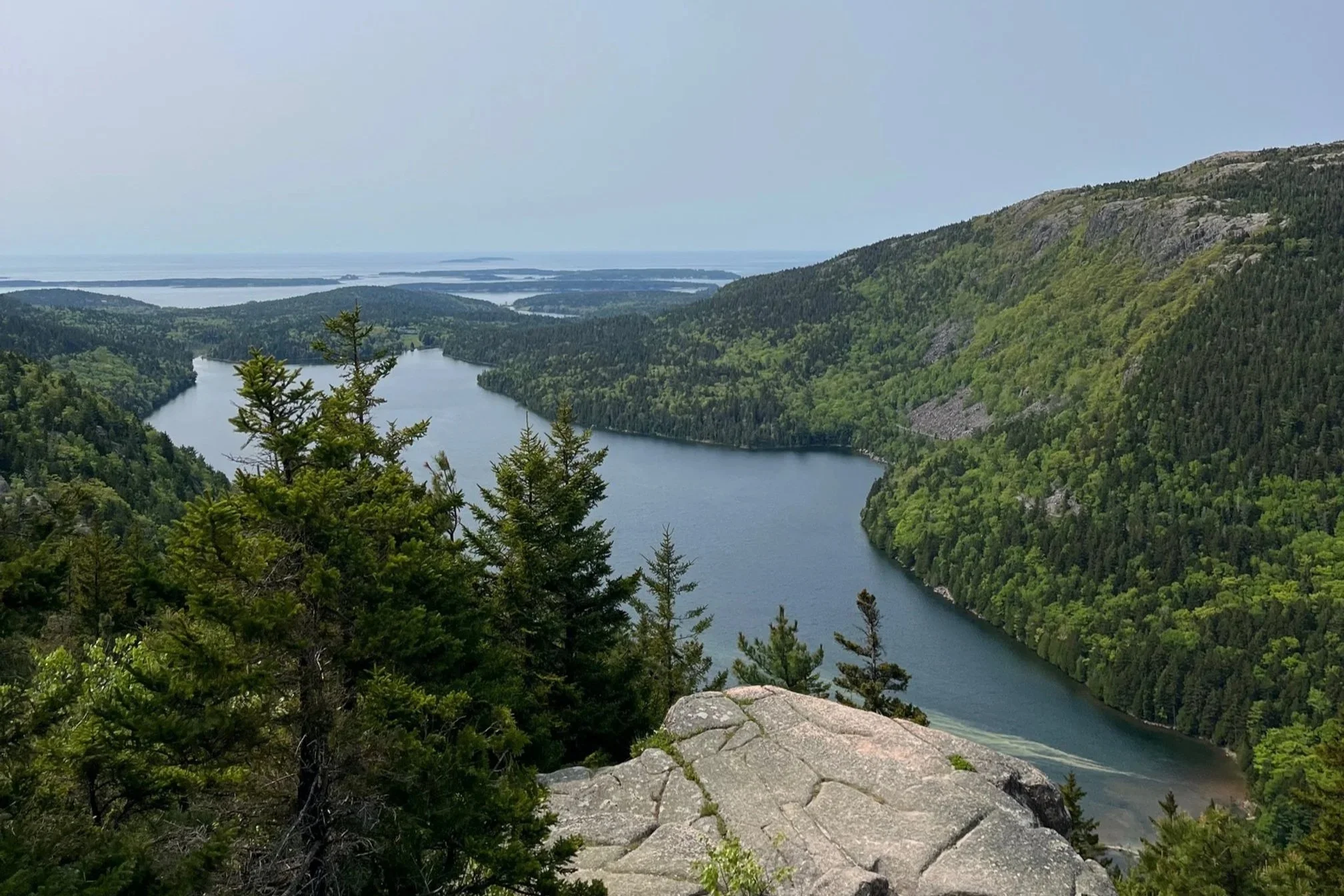 Views from North Bubble down to Jordan Pond