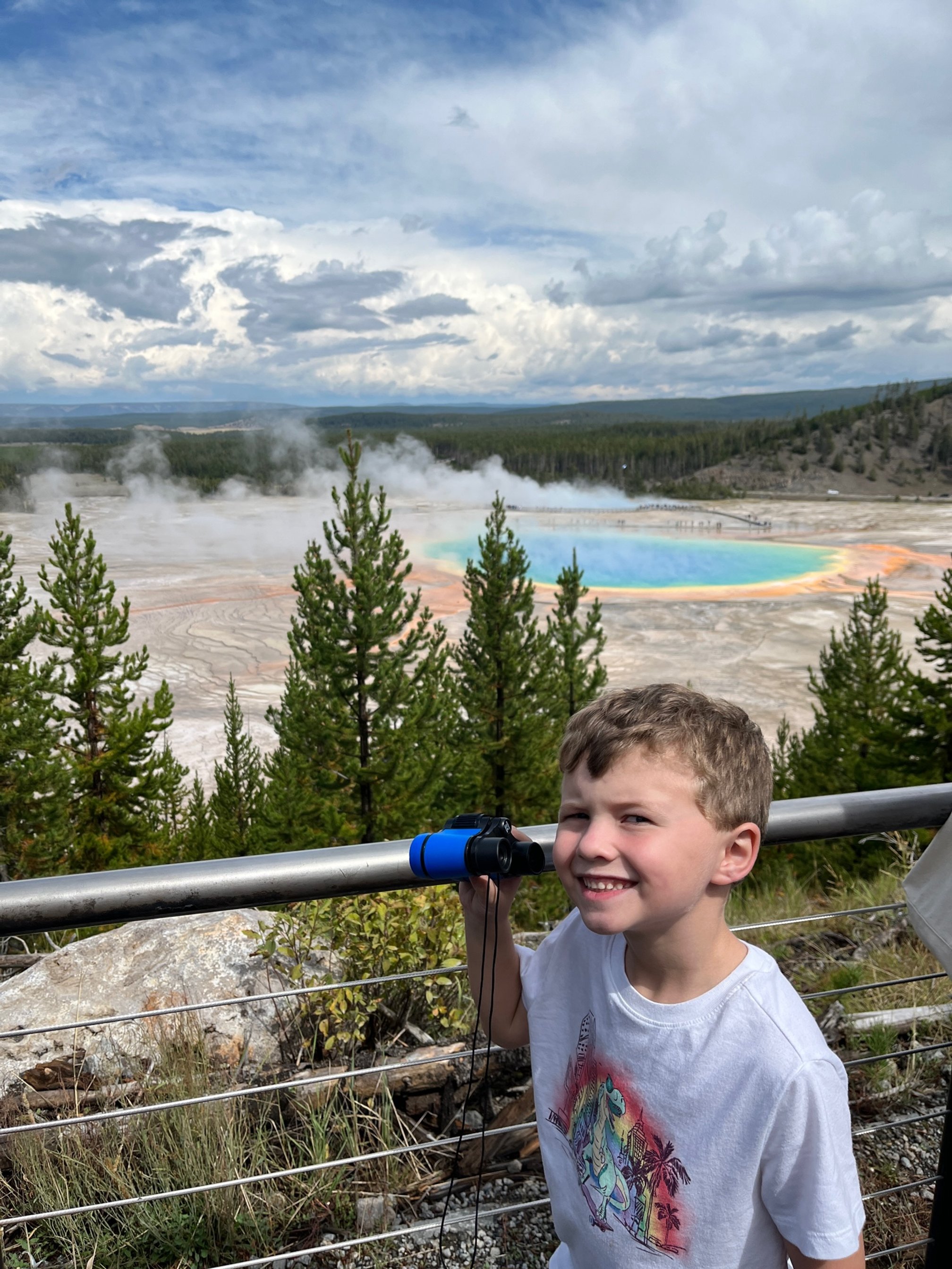 At the peak of the Grand Prismatic Overlook trail