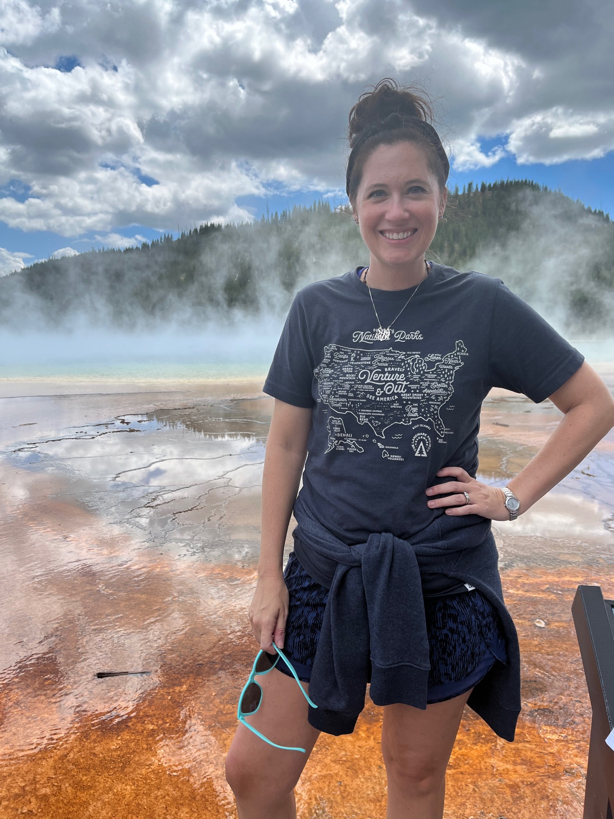At the Grand Prismatic Spring in Yellowstone