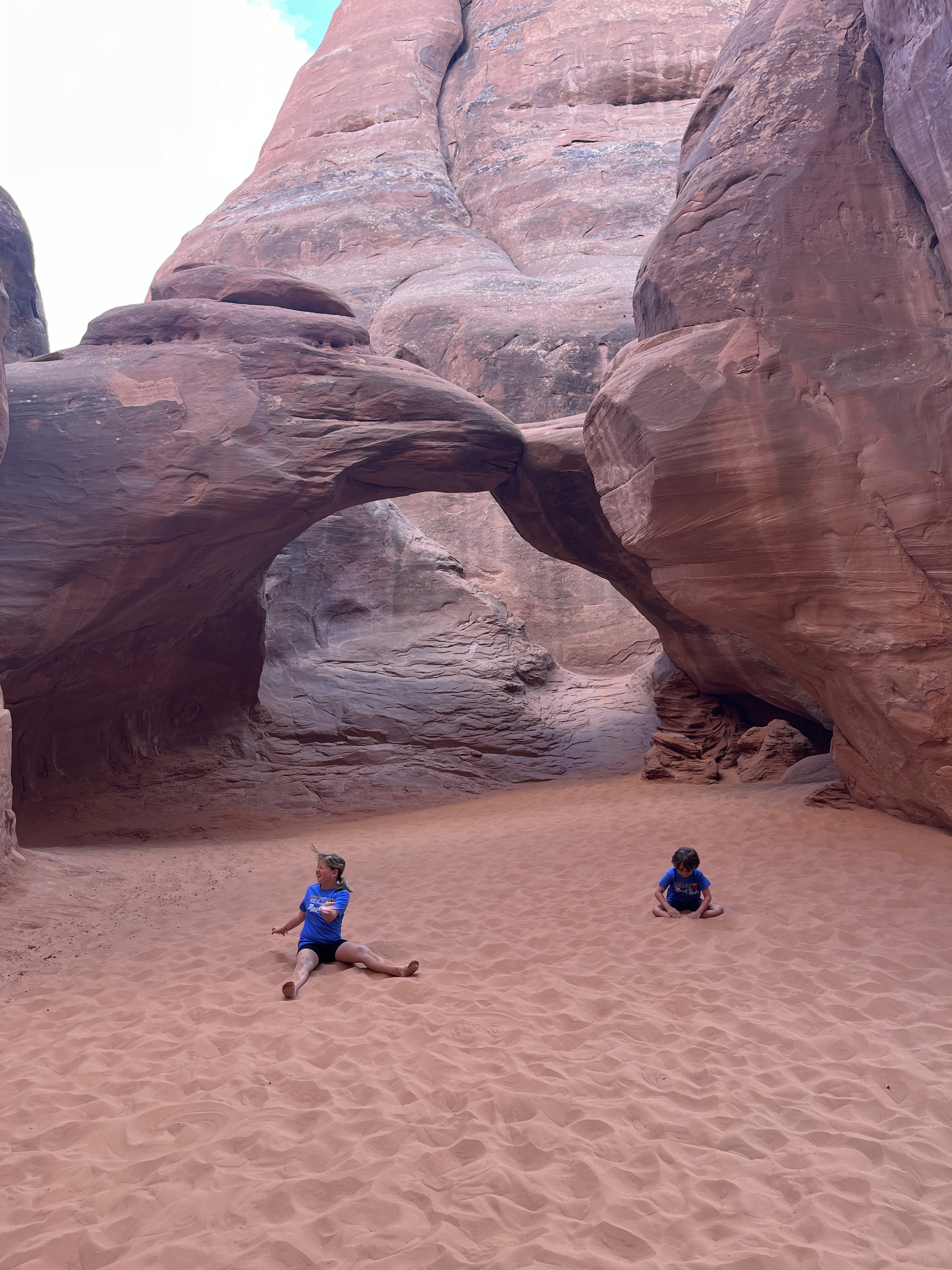 Playing at Sand Dune Arch