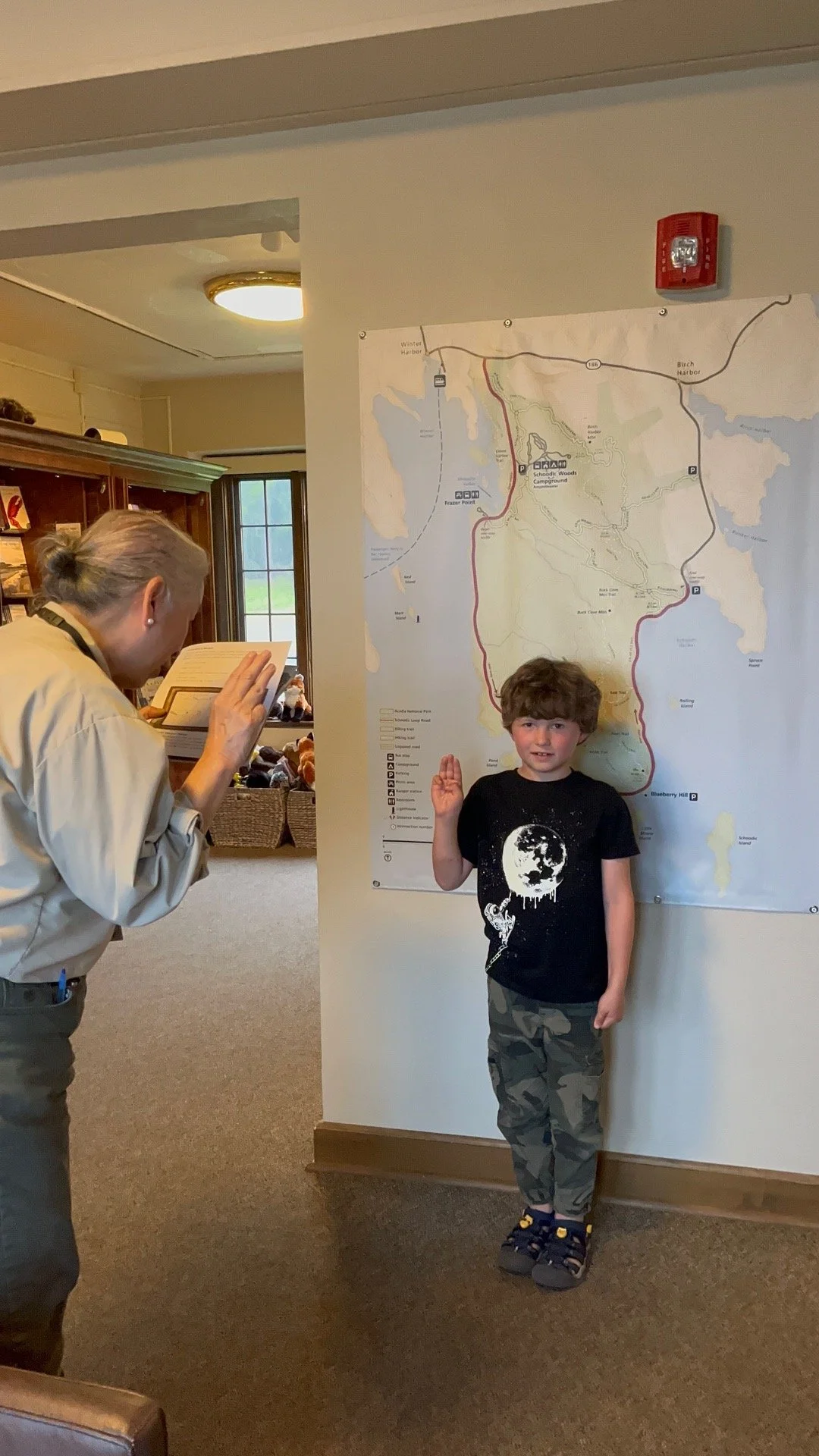 Getting sworn in as an Acadia National Park Junior Ranger