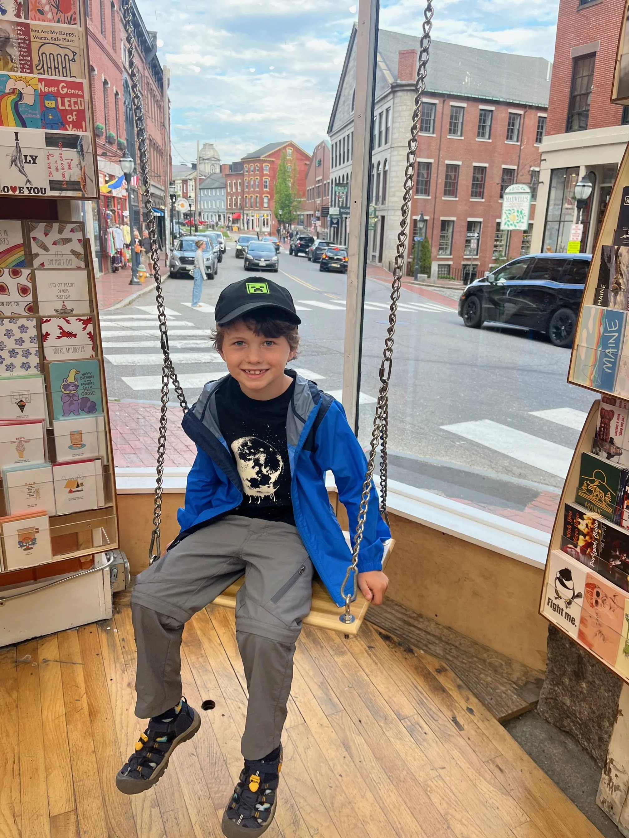 My son at Maine Souvenir Shop
