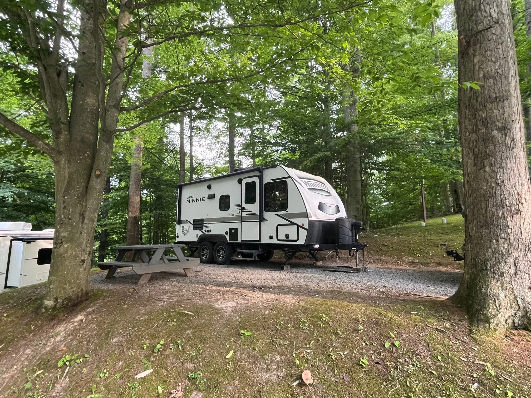 The author's camper in site 9 at Rifrafters Campground in Fayetteville, West Virginia