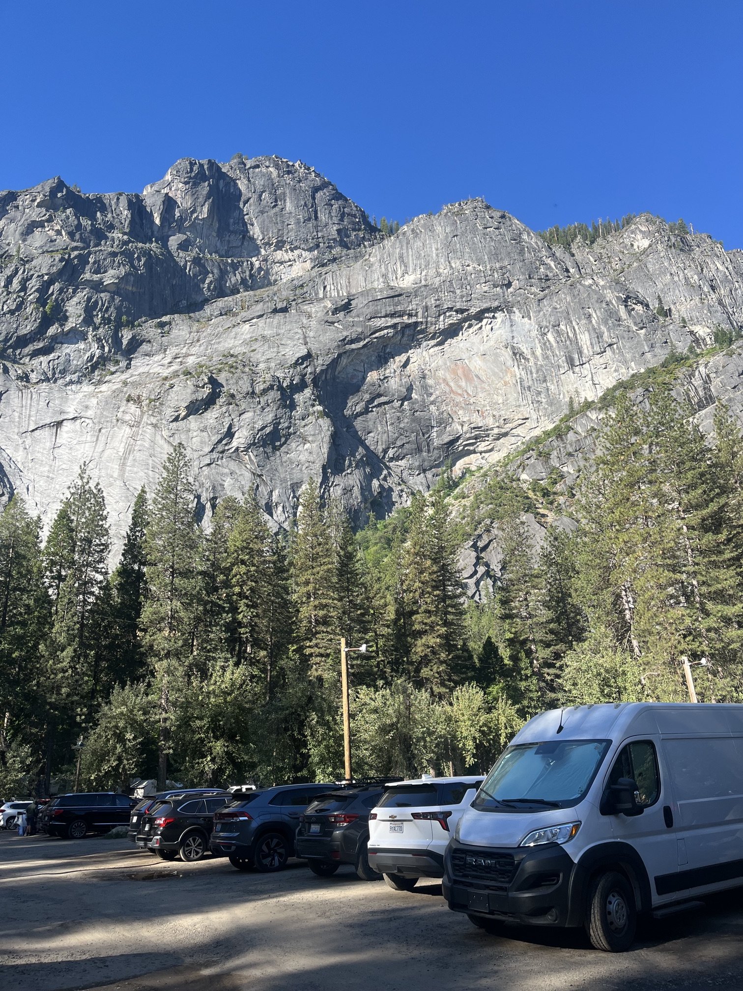 Packed parking lot at Curry Village