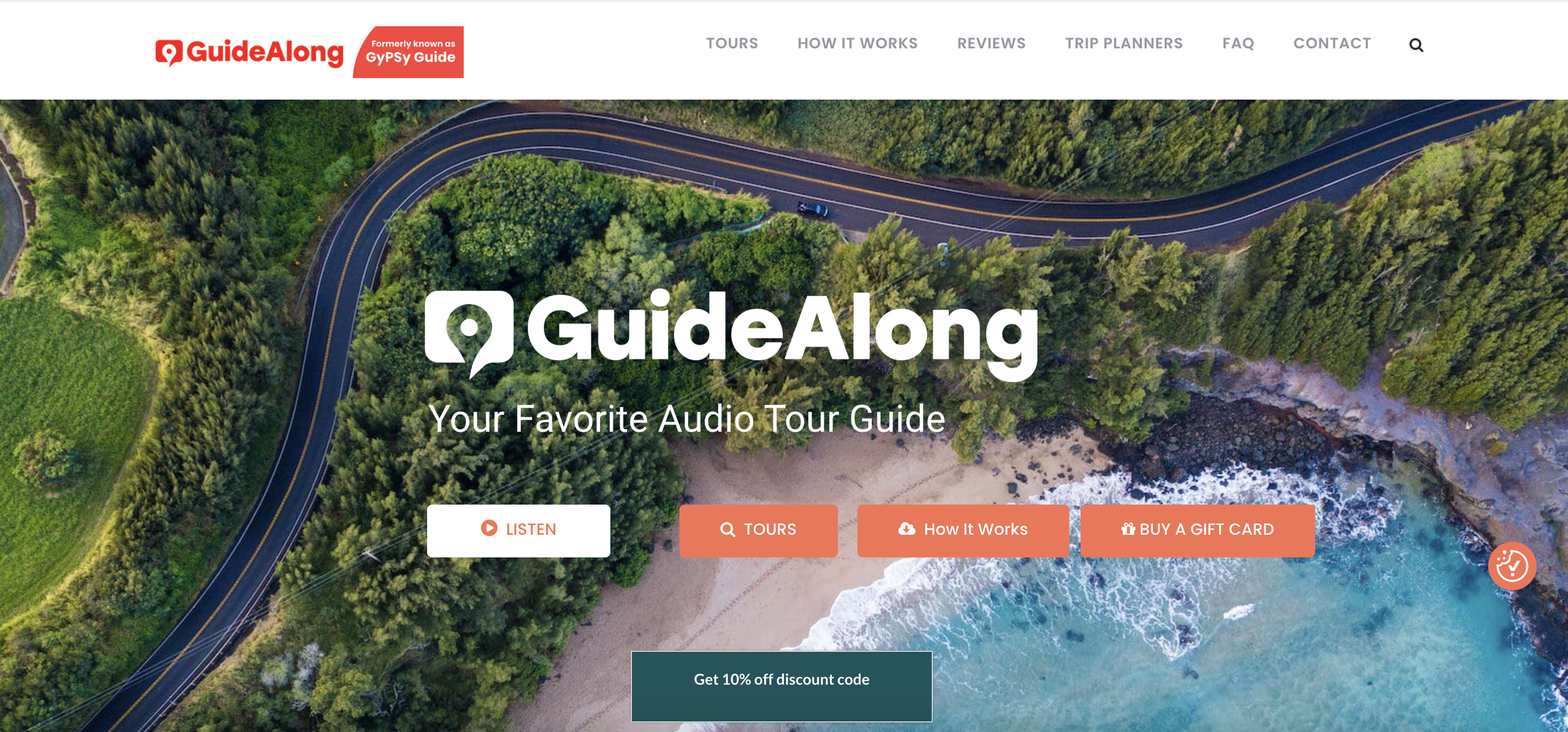 screenshot of the GuideAlong home page
