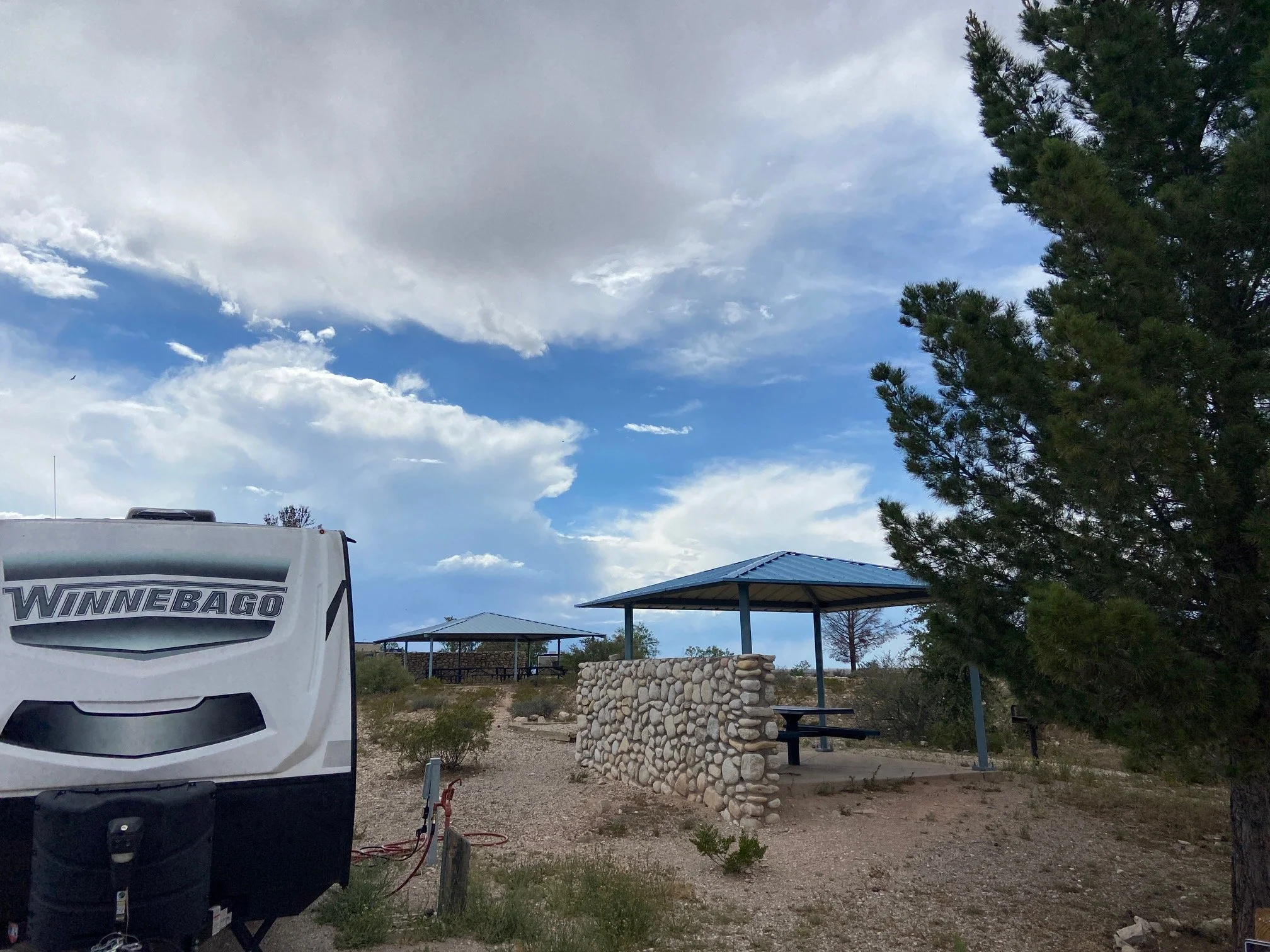 Covered picnic area at our campsite