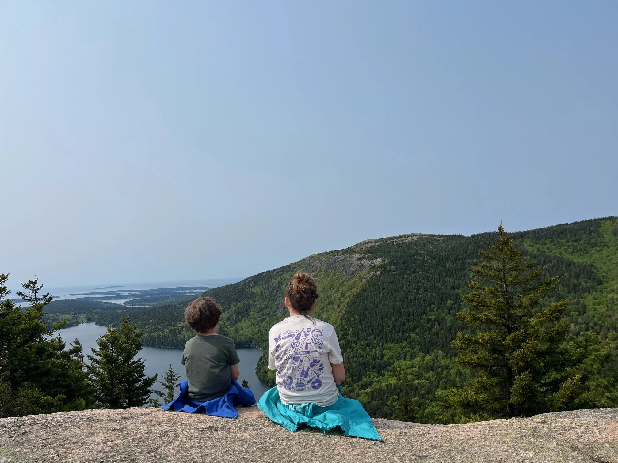 The view of Jordan Pond and Cranberry Islands from North Bubble Trail
