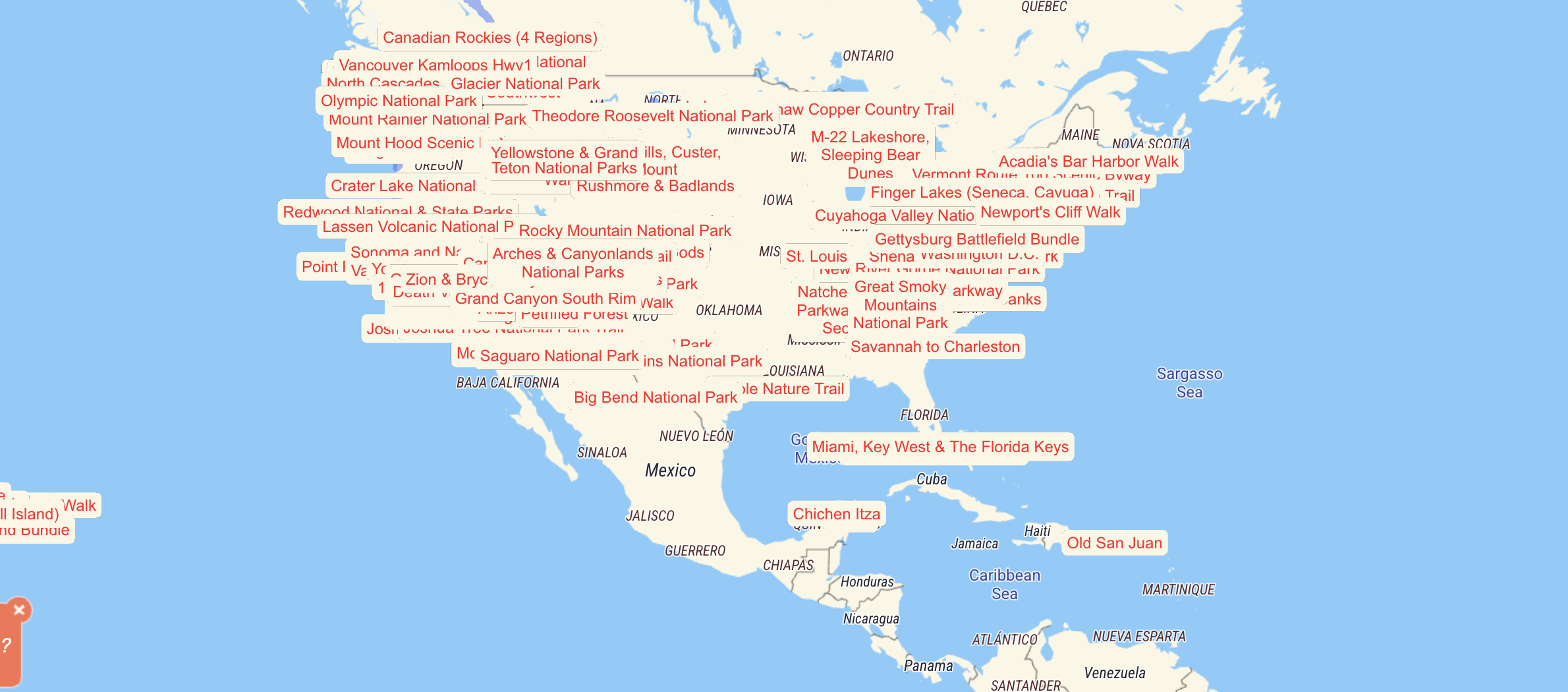 Interactive map of the United States in GuideAlong