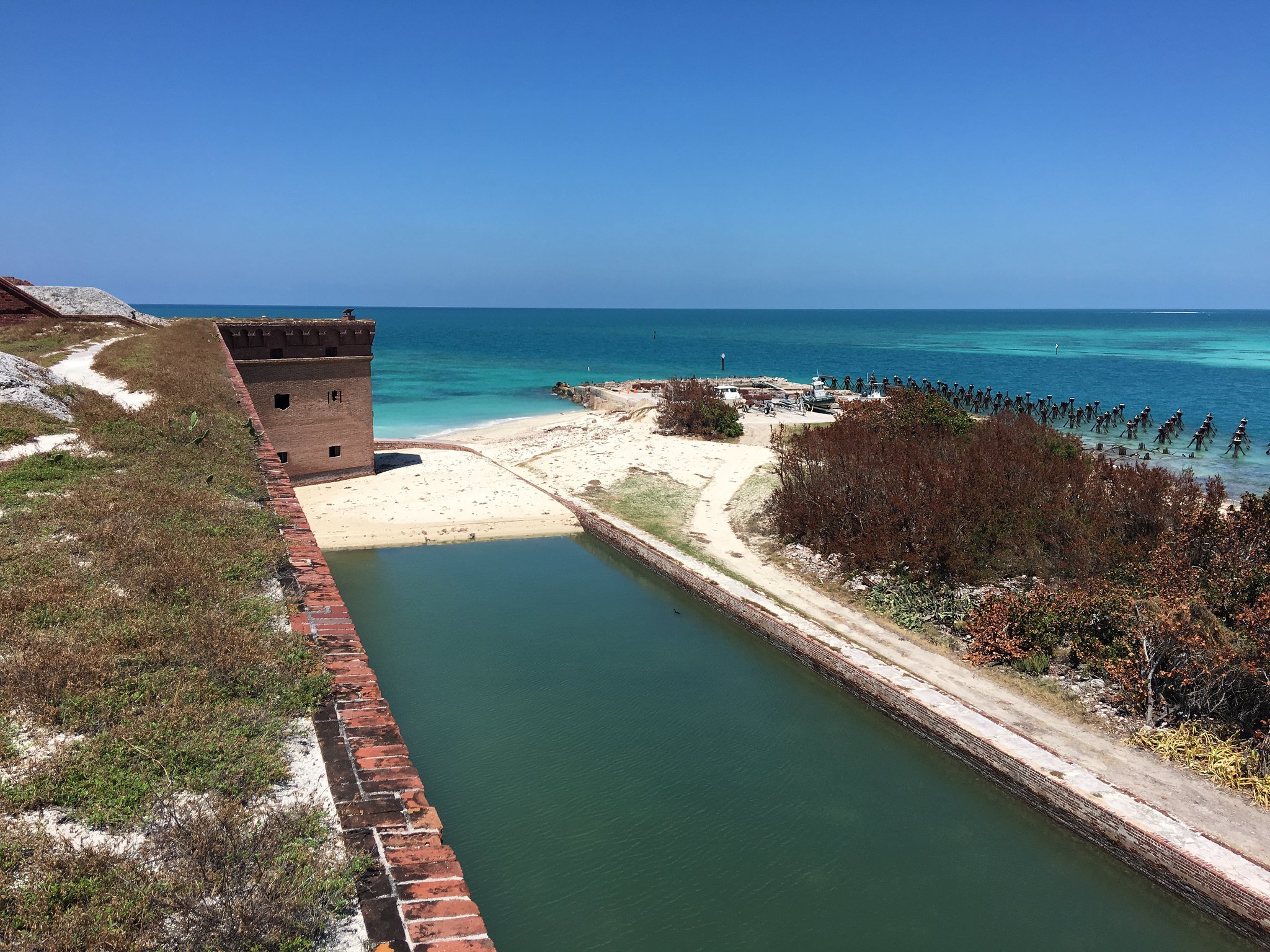 Fort Jefferson with bright blue water at Dry Tortugas National Park