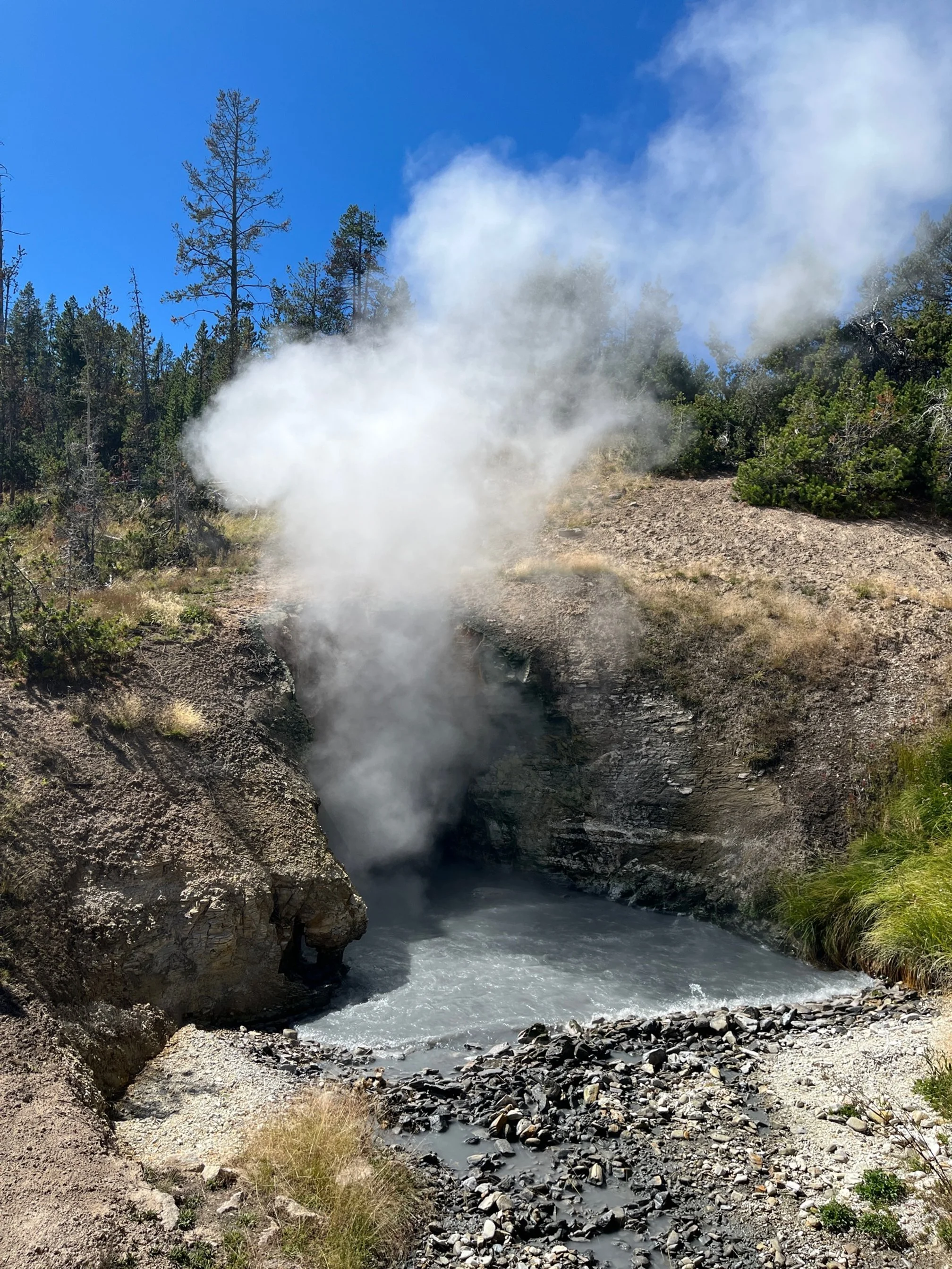 The unique Dragon's Breath hydrothermal feature in a cave at Yellowstone National Park