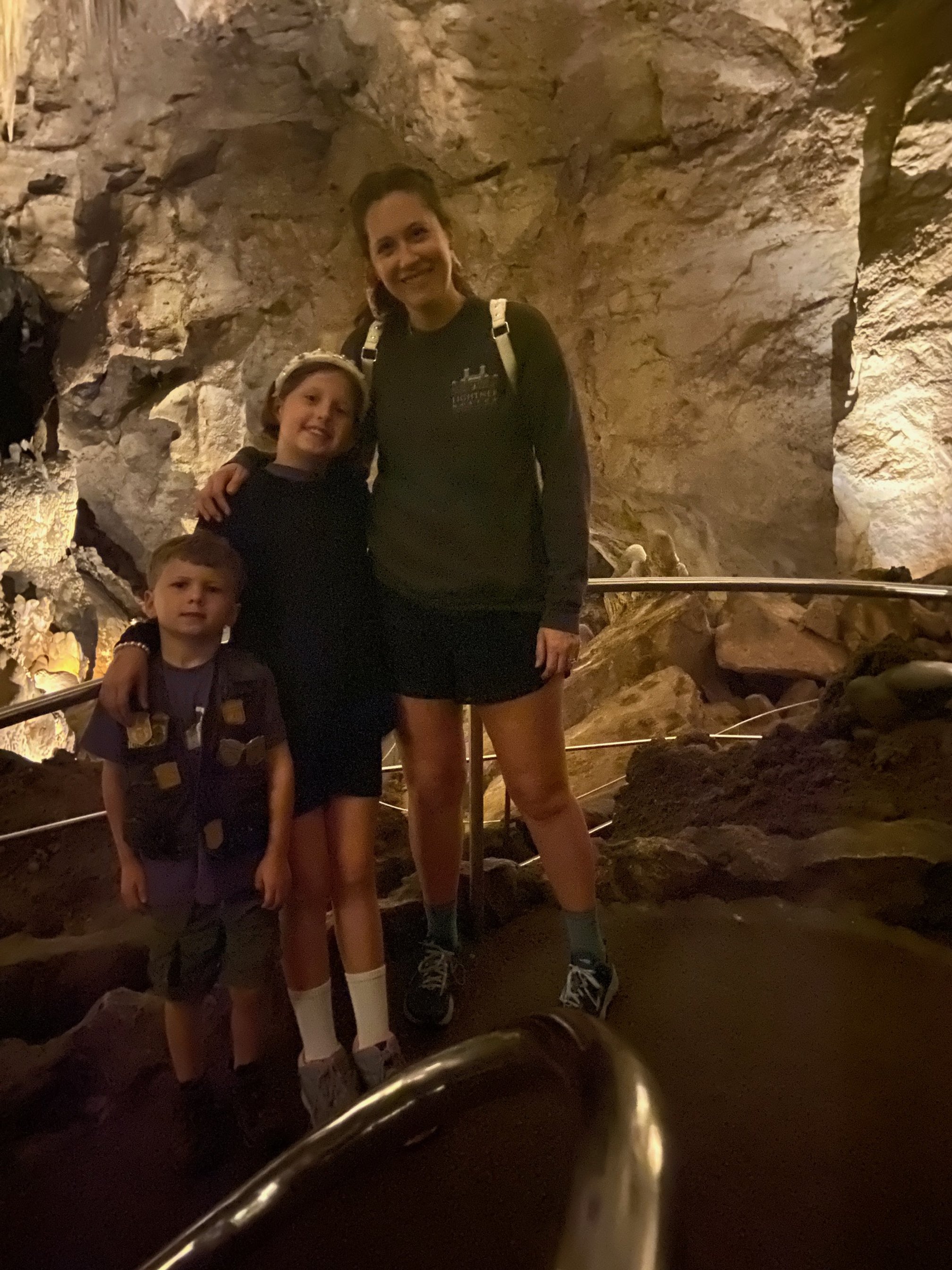 The author with her two children on the self-guided tour of Carlsbad Caverns National Park