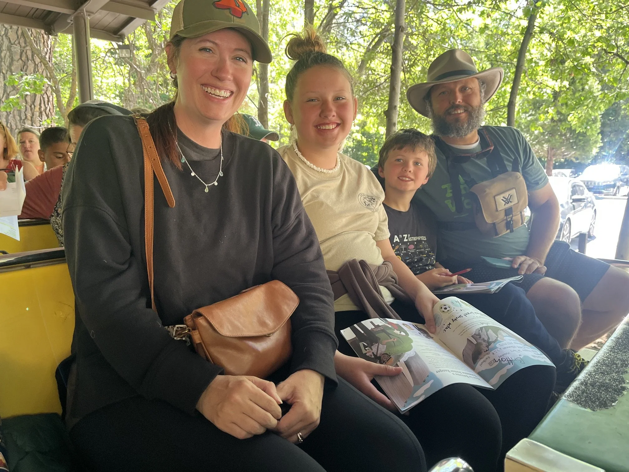 The author and her family on the tram tour in Yosemite National Park