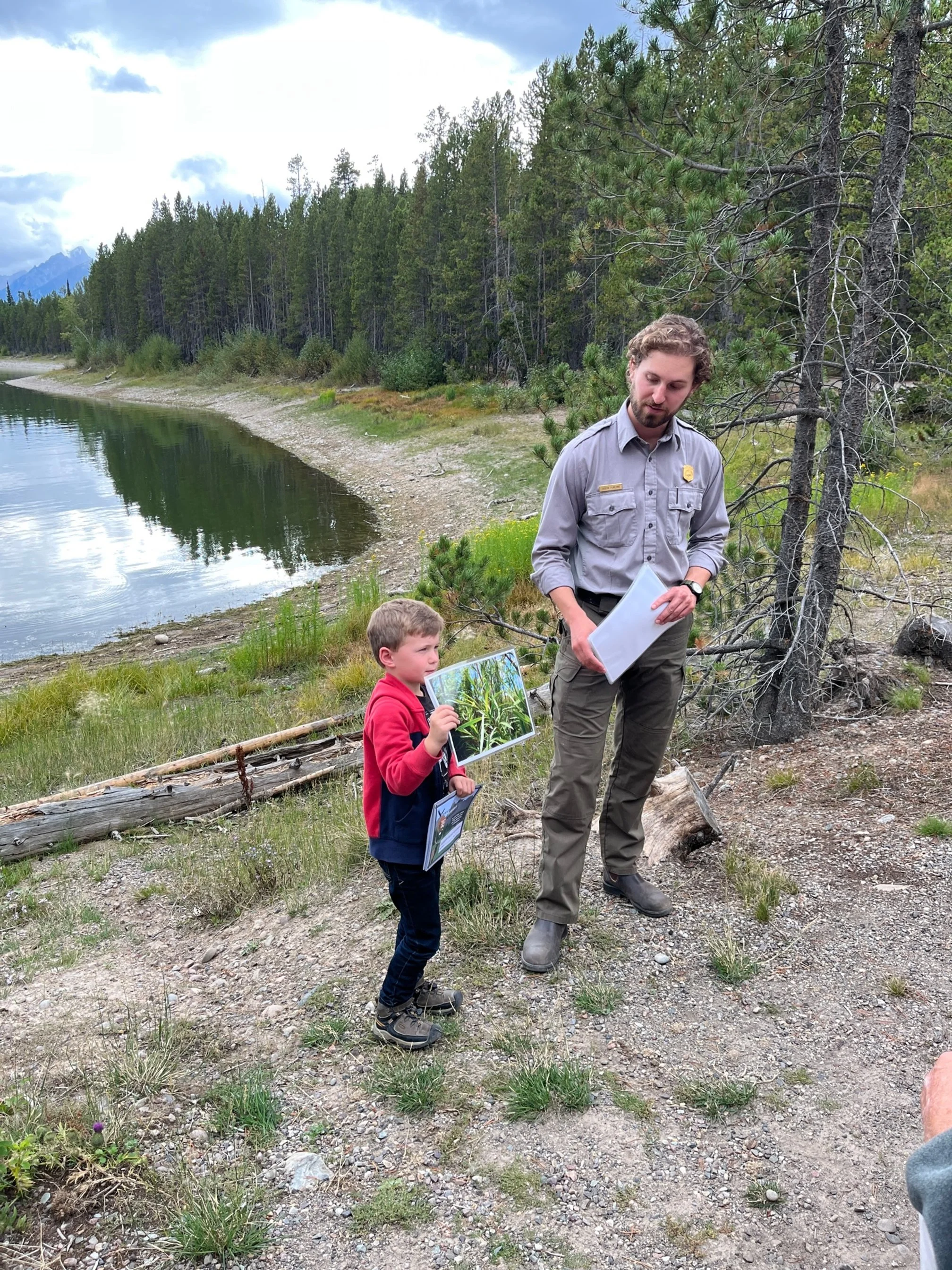 The younger Camping Kiddo helps with a ranger talk at Grand Teton National Park