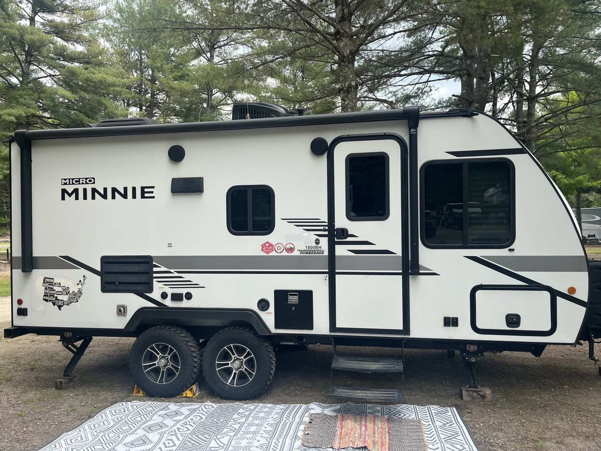 The author's camper at site 18 in Lincoln Woodstock KOA