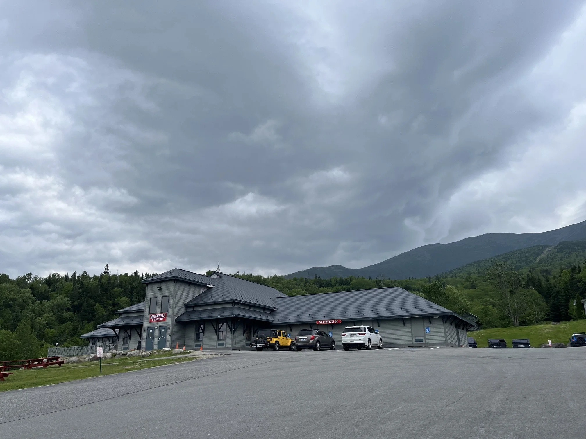 The wooden base station for the Mt. Washington Cog Railway