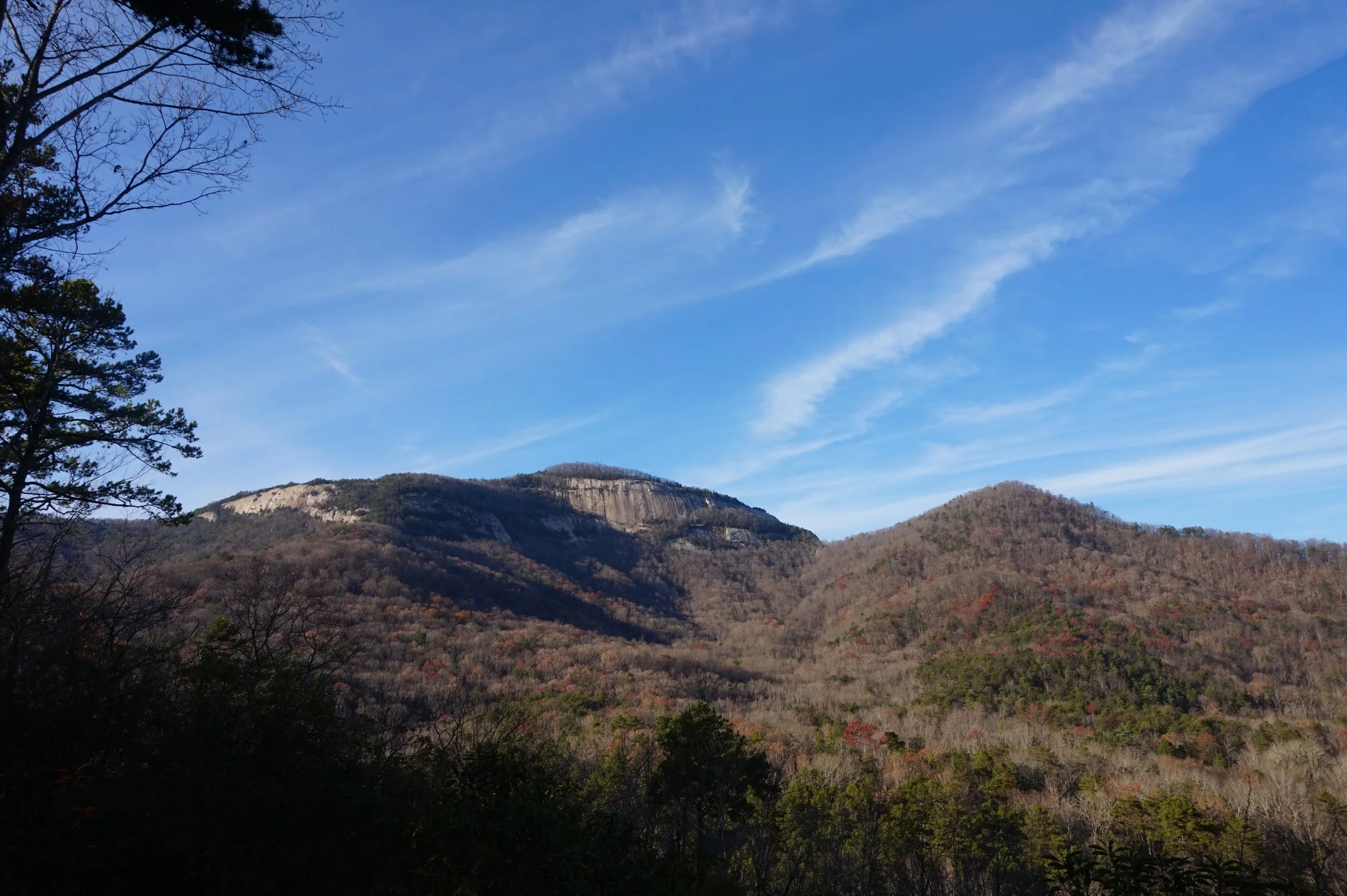 The peak of Table Rock State Park with hiking trail near Greenville SC