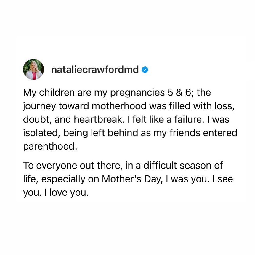 My kids are my pregnancies 5 and 6.
Number 1, 2, and 3 were all miscarriages.
Number 4 was an ectopic.

I was in my OBGYN residency and REI fellowship when I experienced my own infertility and was diagnosed with &ldquo;unexplained&rdquo; recurrent pr