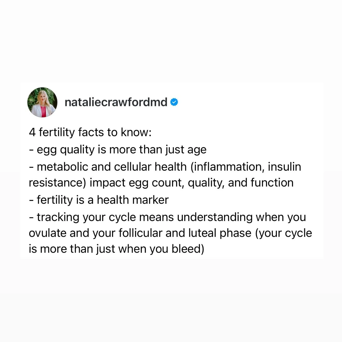 Fertility is more than just age. Egg quality and function are also shaped by metabolic and cellular health, including inflammation and insulin resistance. It&rsquo;s also a key marker of your overall health. Tracking your full cycle, including ovulat