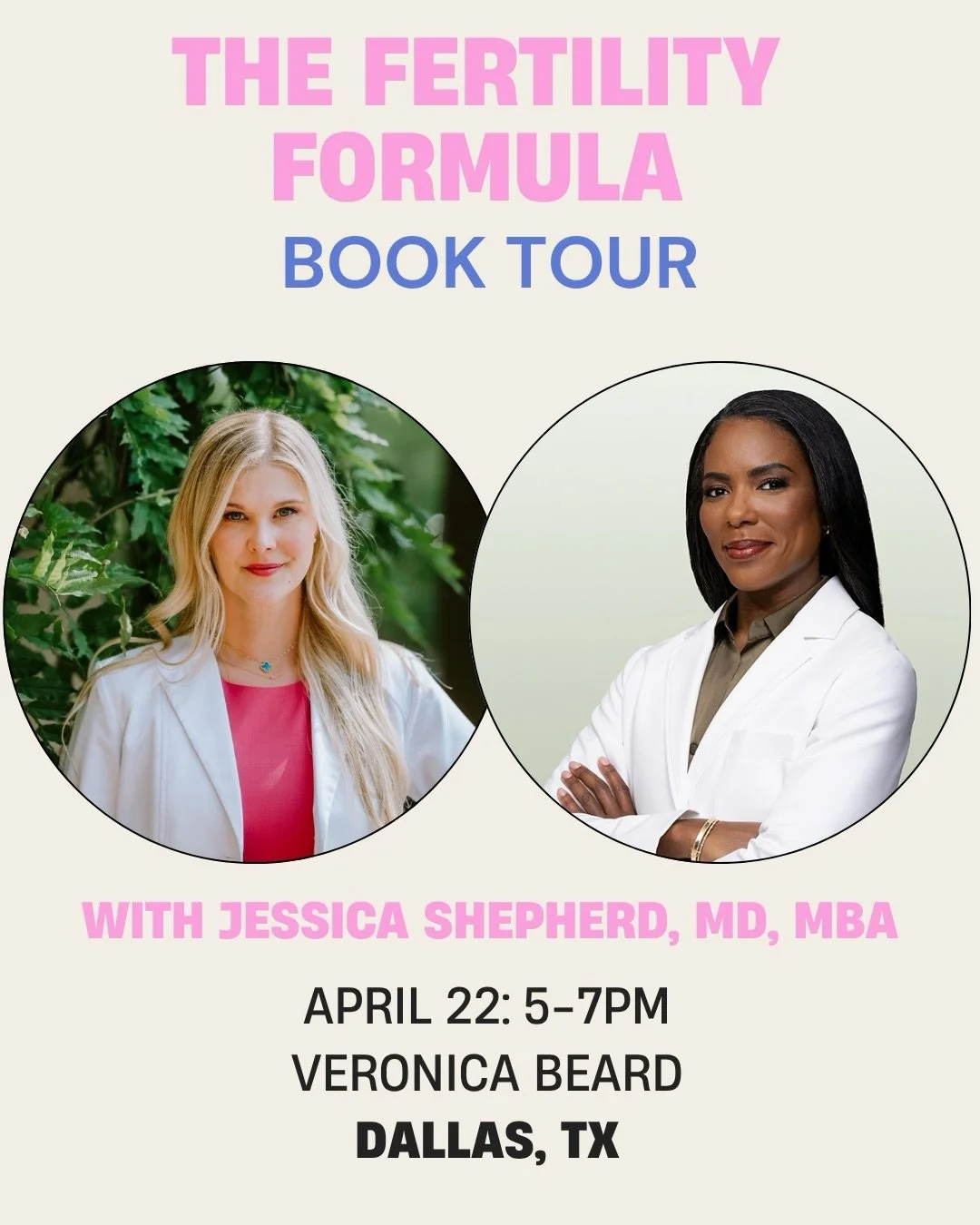 Dallas!! Come see me at Veronica Beard for a fireside chat and Q&amp;A book event with Dr. Jessica Shepherd.

Join us to discuss The Fertility Formula and get your copy signed. Books available to purchase. Hosted by Veronica Beard with 15% of store p