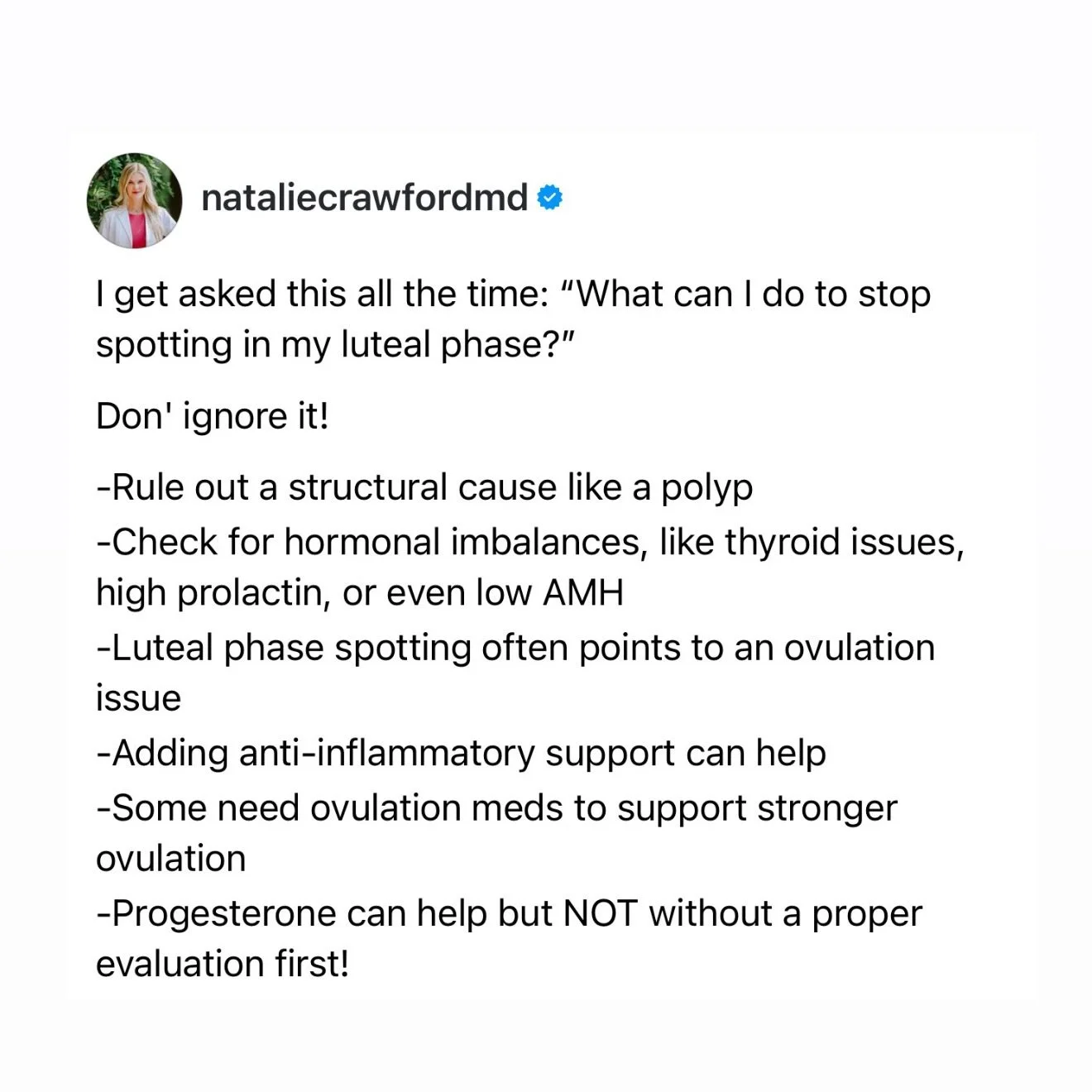 I get asked this all the time: what can I do to stop spotting in my luteal phase?&rdquo;

First, don&rsquo;t ignore it. Spotting after ovulation is not just a random inconvenience. It is often your body giving clues that something in the cycle needs 