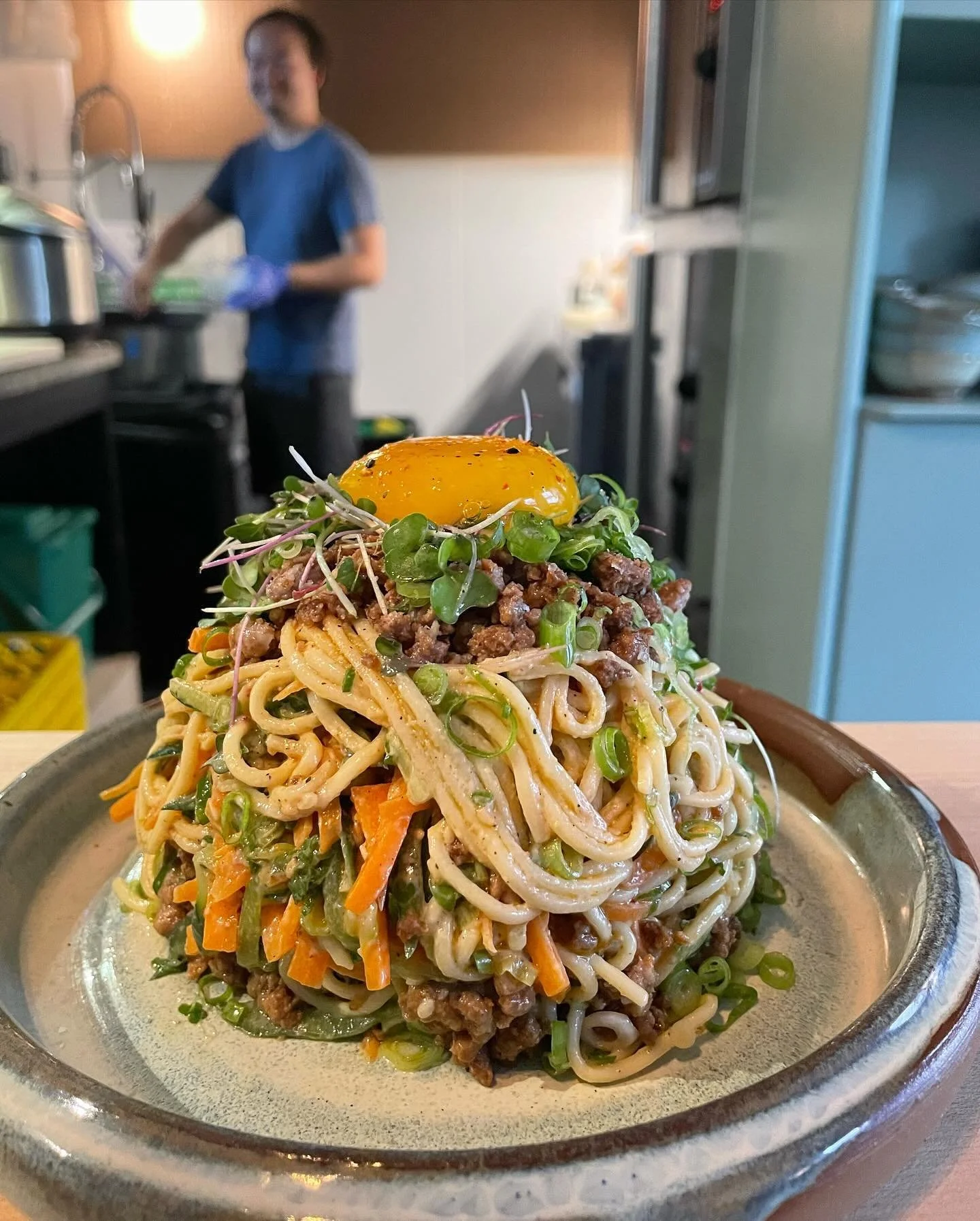 Microclimate is open today - stop by for a glass and the summer specials while they&rsquo;re still with us: spicy ramen noodle salad and peaches + feta