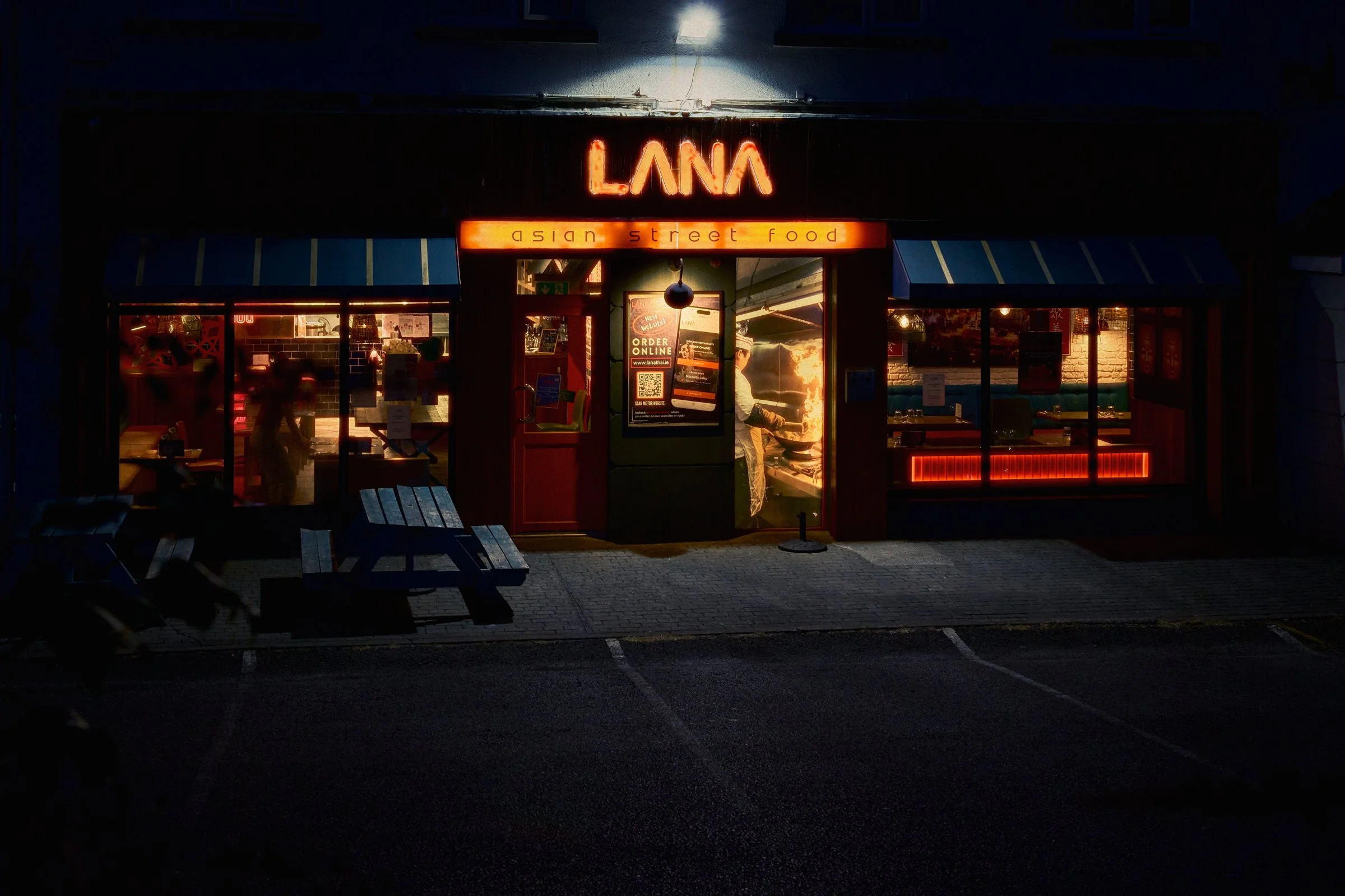 Chef with the heat in the kitchen, Lana Take Away, Dunmore Road, Waterford, Ireland photographed by Dave Haworth