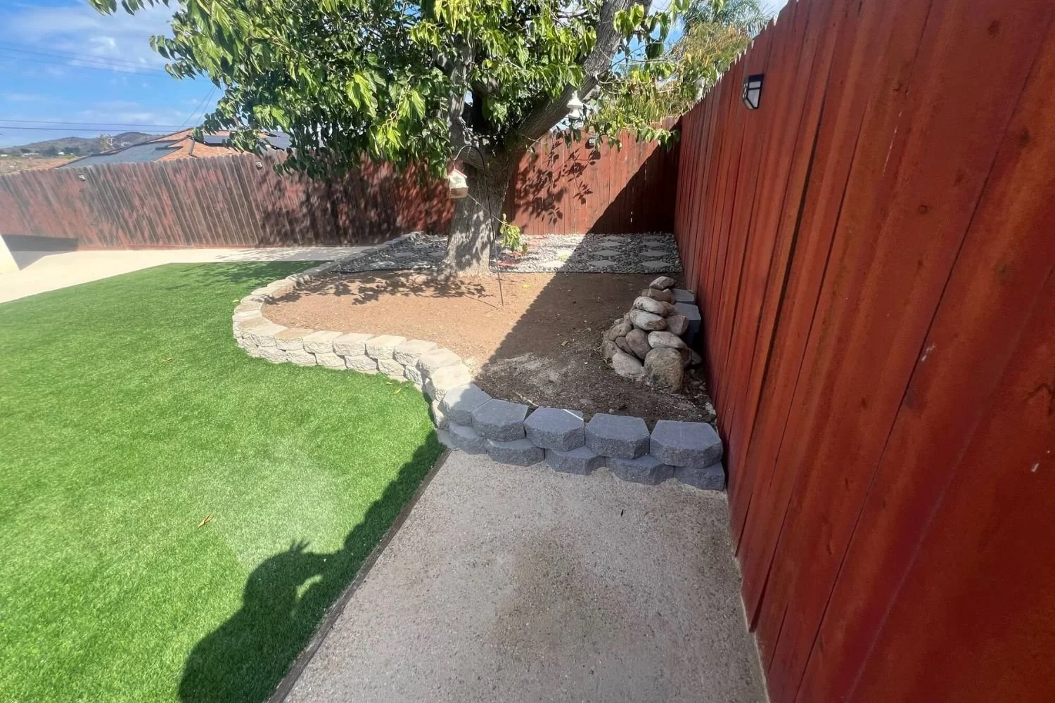 Decomposed Granite, Drainage, Garden Wall, & Turf - Santee