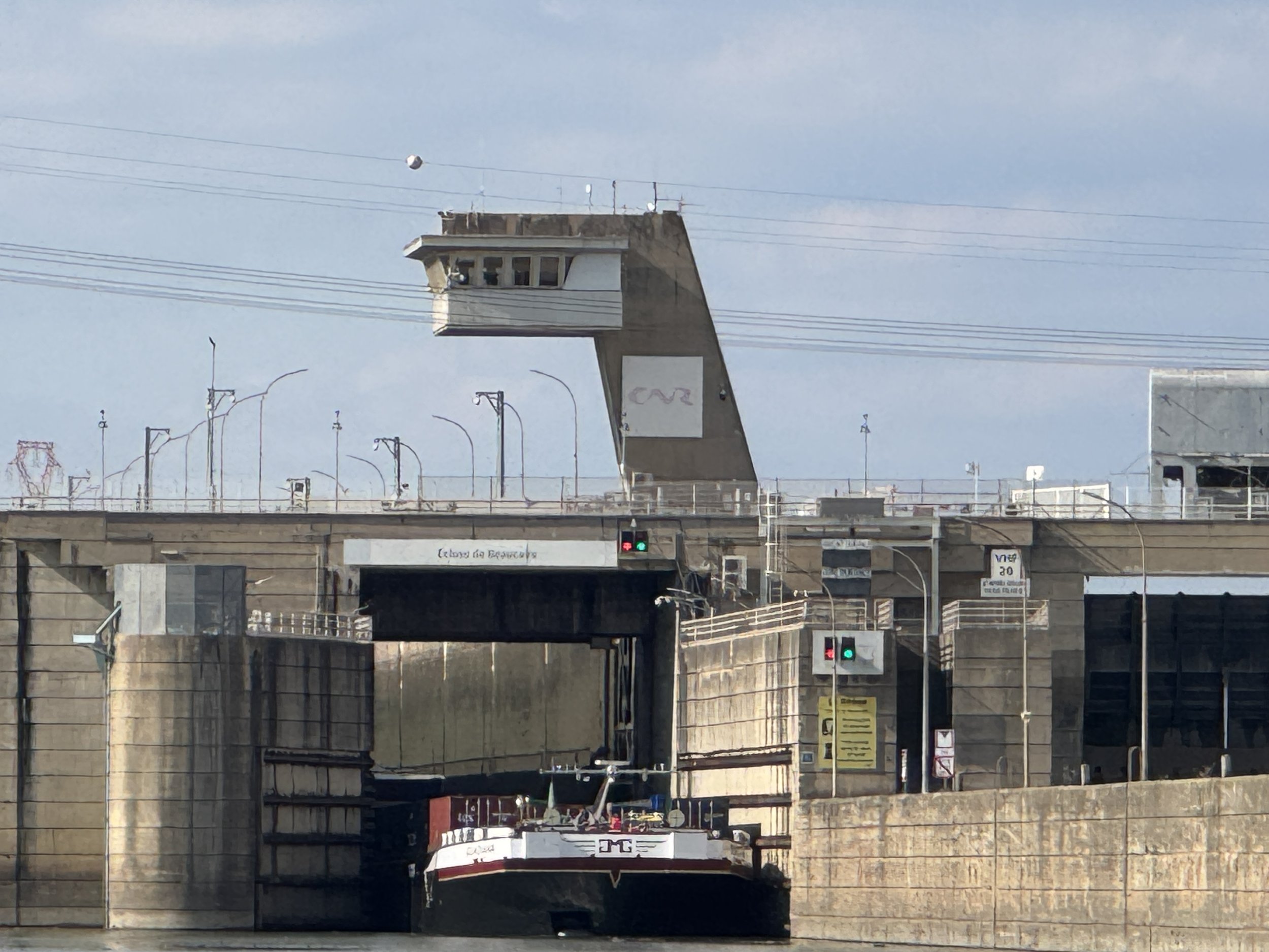   We watched this giant emerge from the mouth of the lock.  