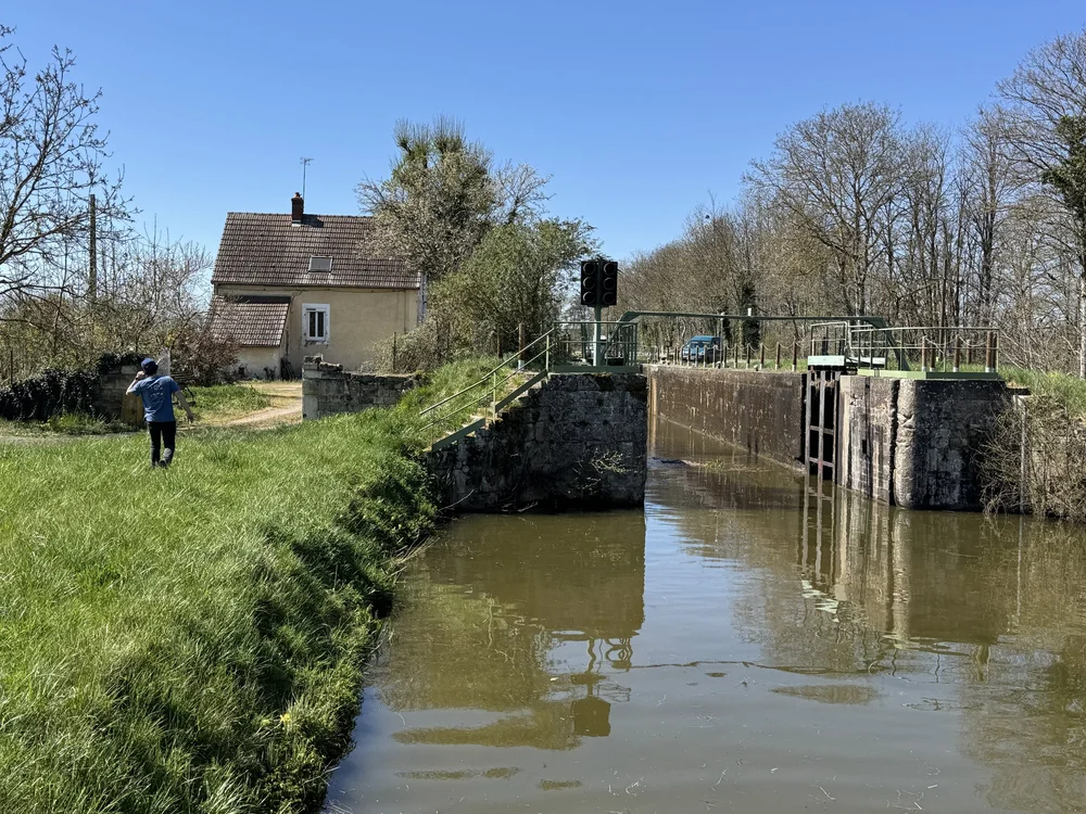   Riley jumps ashore….  