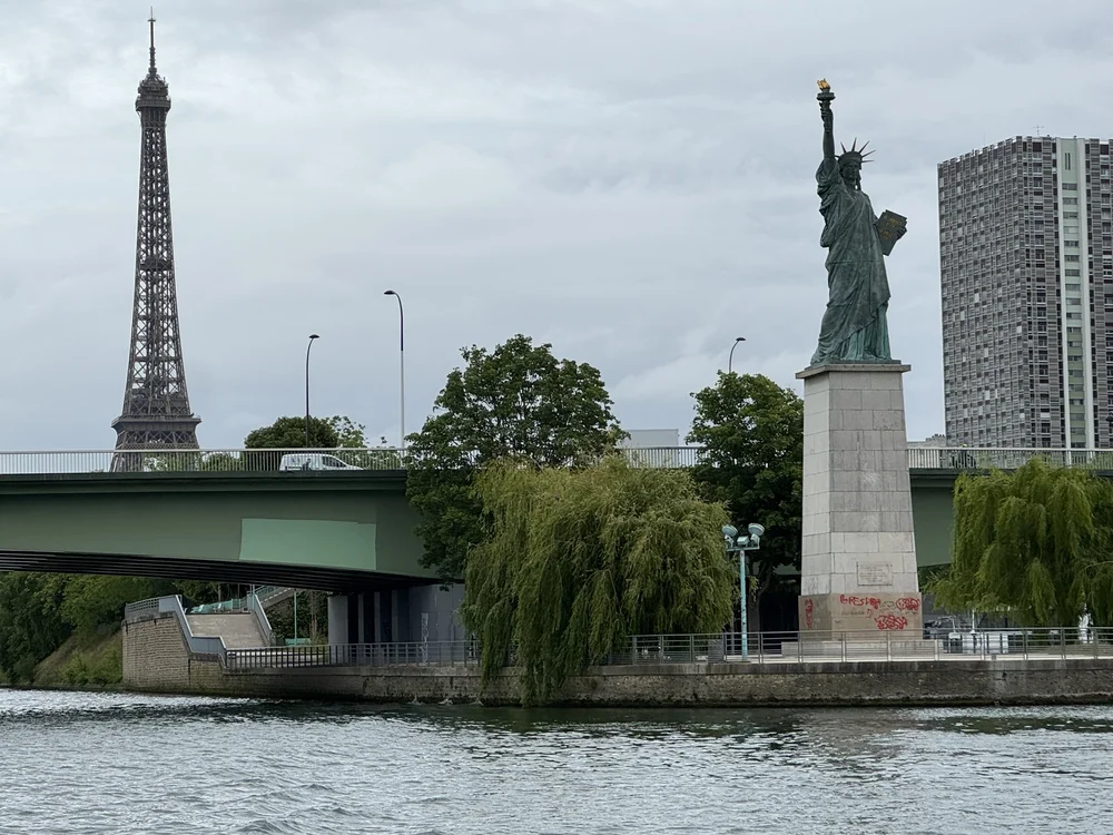   A quarter-scale replica of the Statue of Liberty gifted in 1889 by the Americans to commemorate the centennial of the French Revolution.&nbsp;  