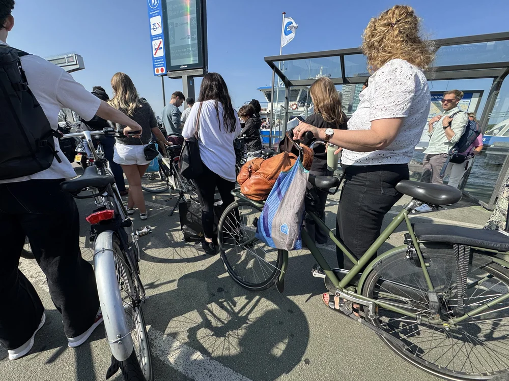   Waiting with the cyclists to board the ferry  