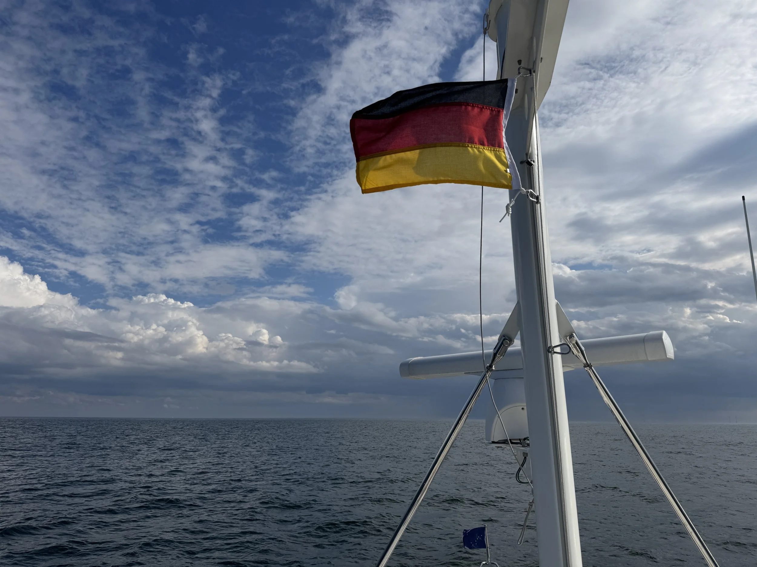   Crossed back into German waters.   