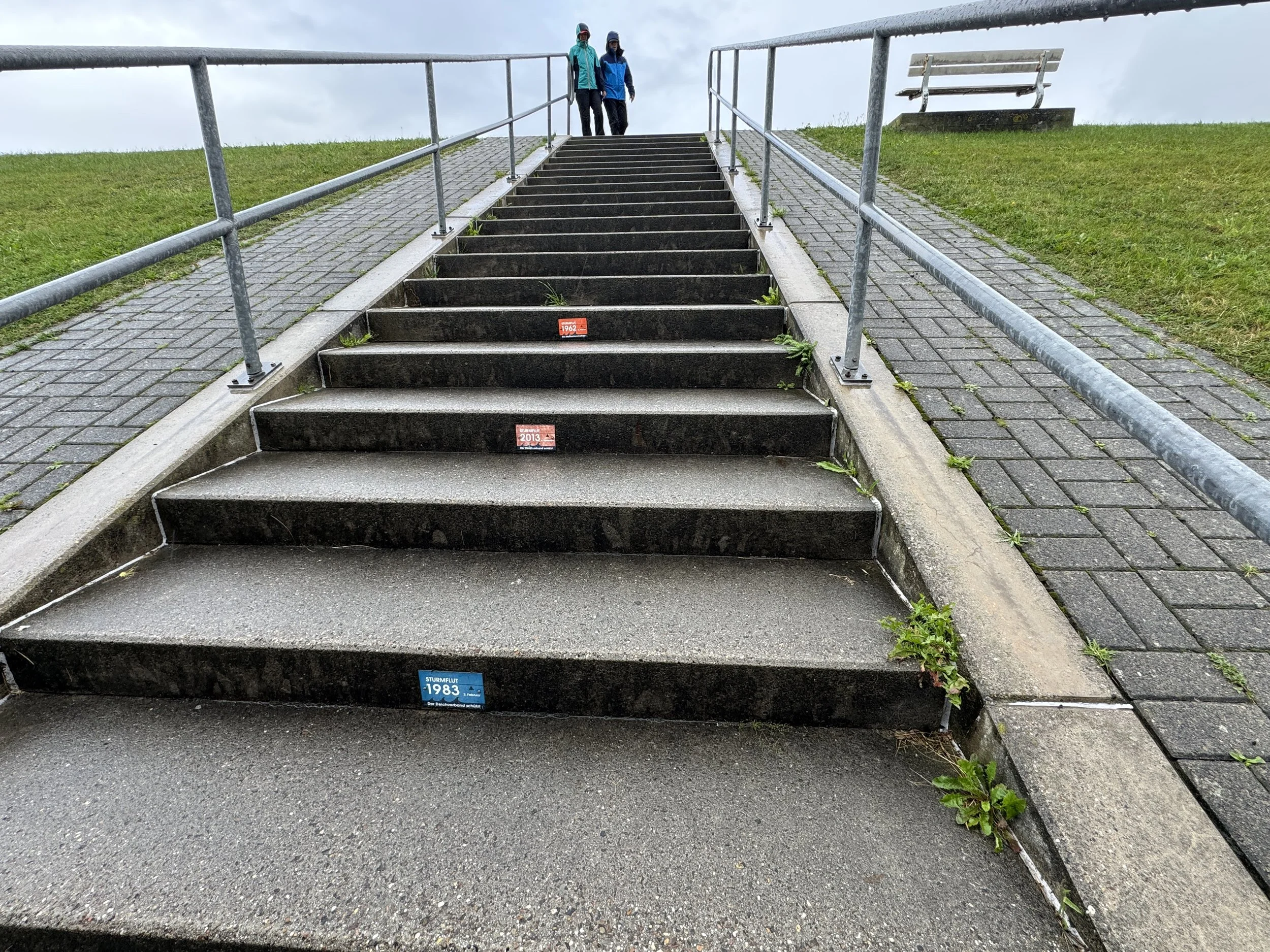   The little signs show the height of the water in years past.  