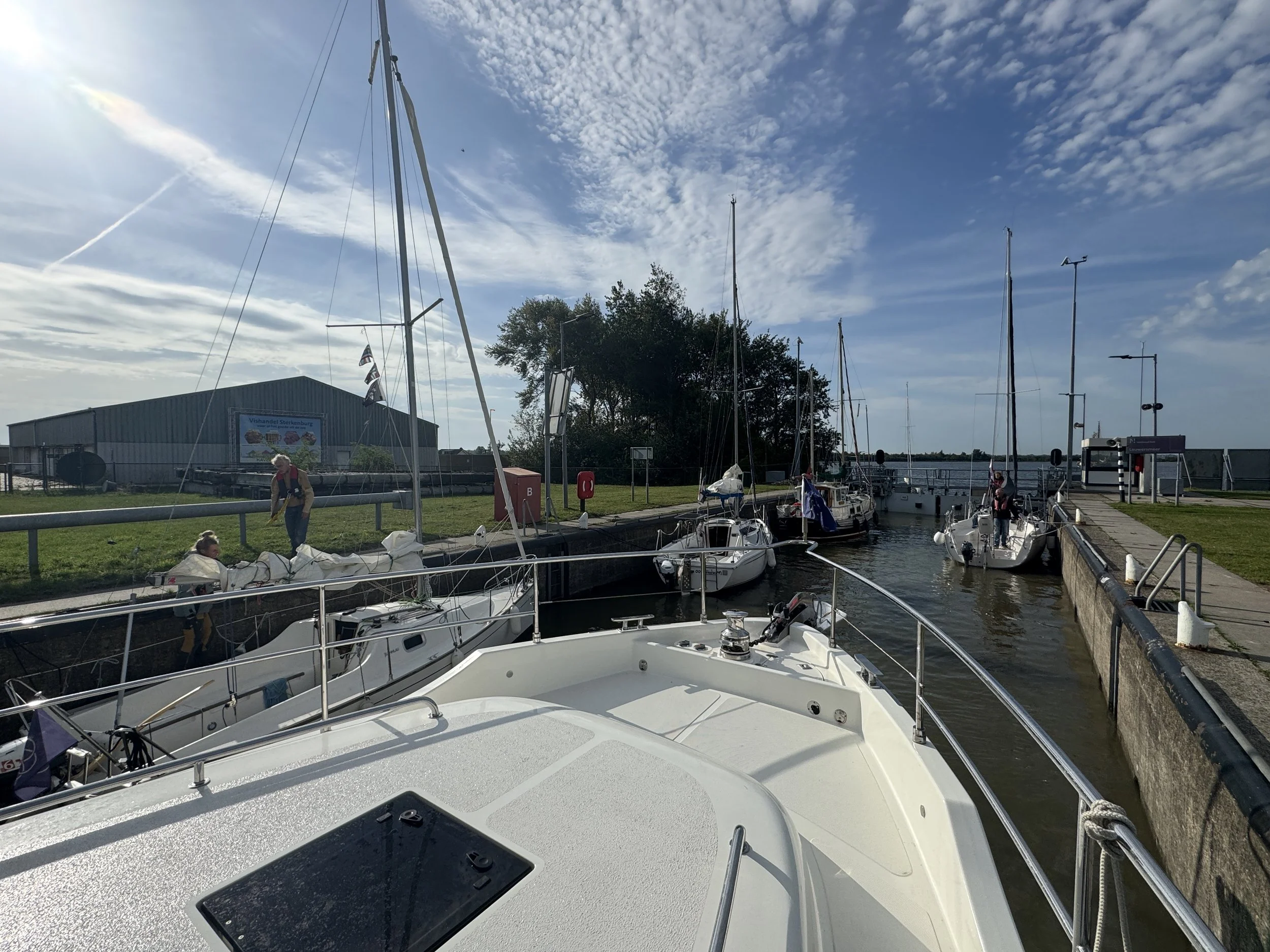   Entering the lock with 4 Dutch sailboats  