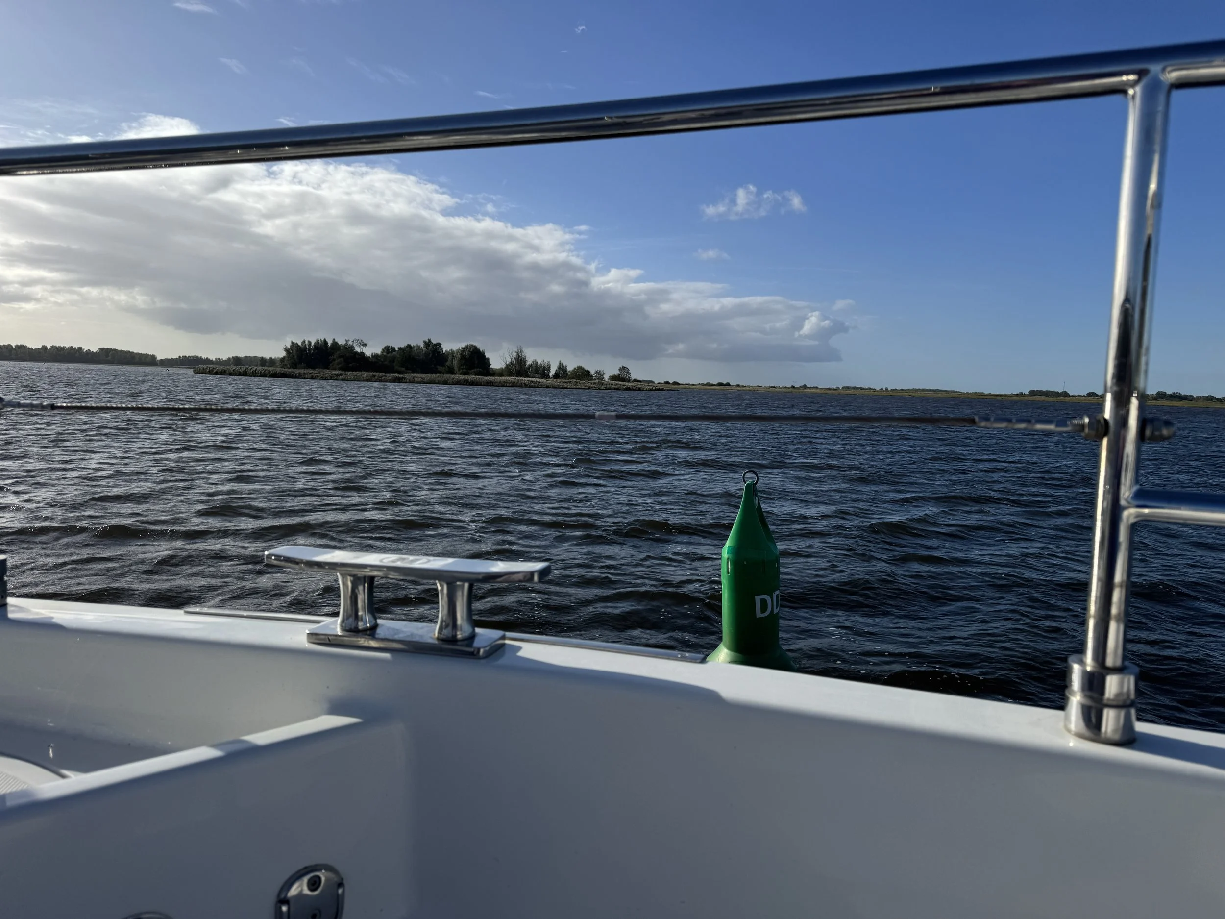   Leaving the shallows of the marina  