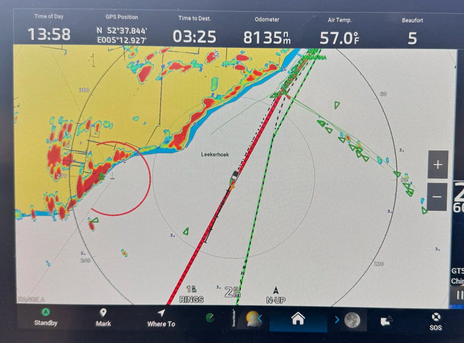 With so many boats it’s not hard to determine where the navigable channel is.