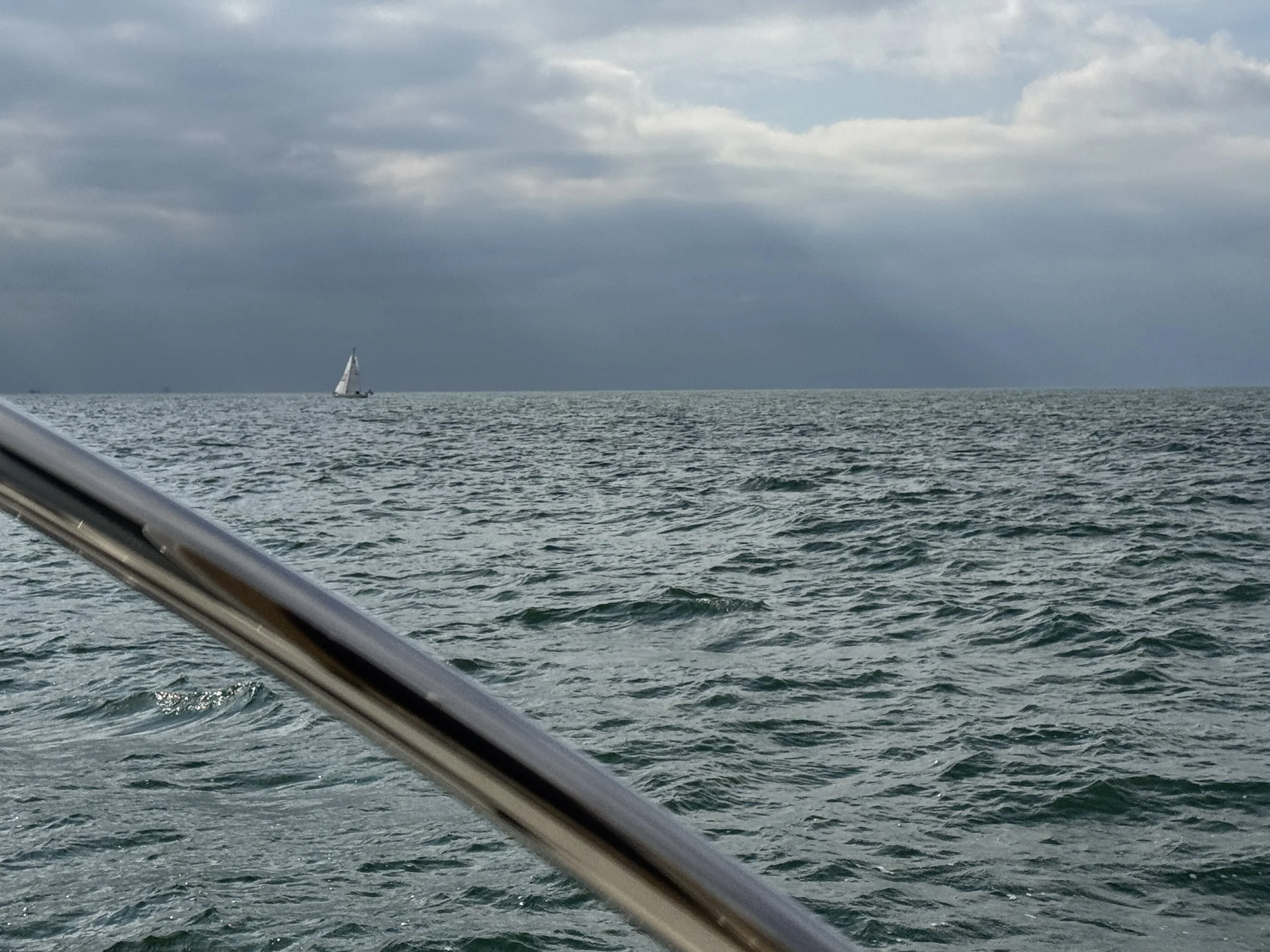   Out to sea.  