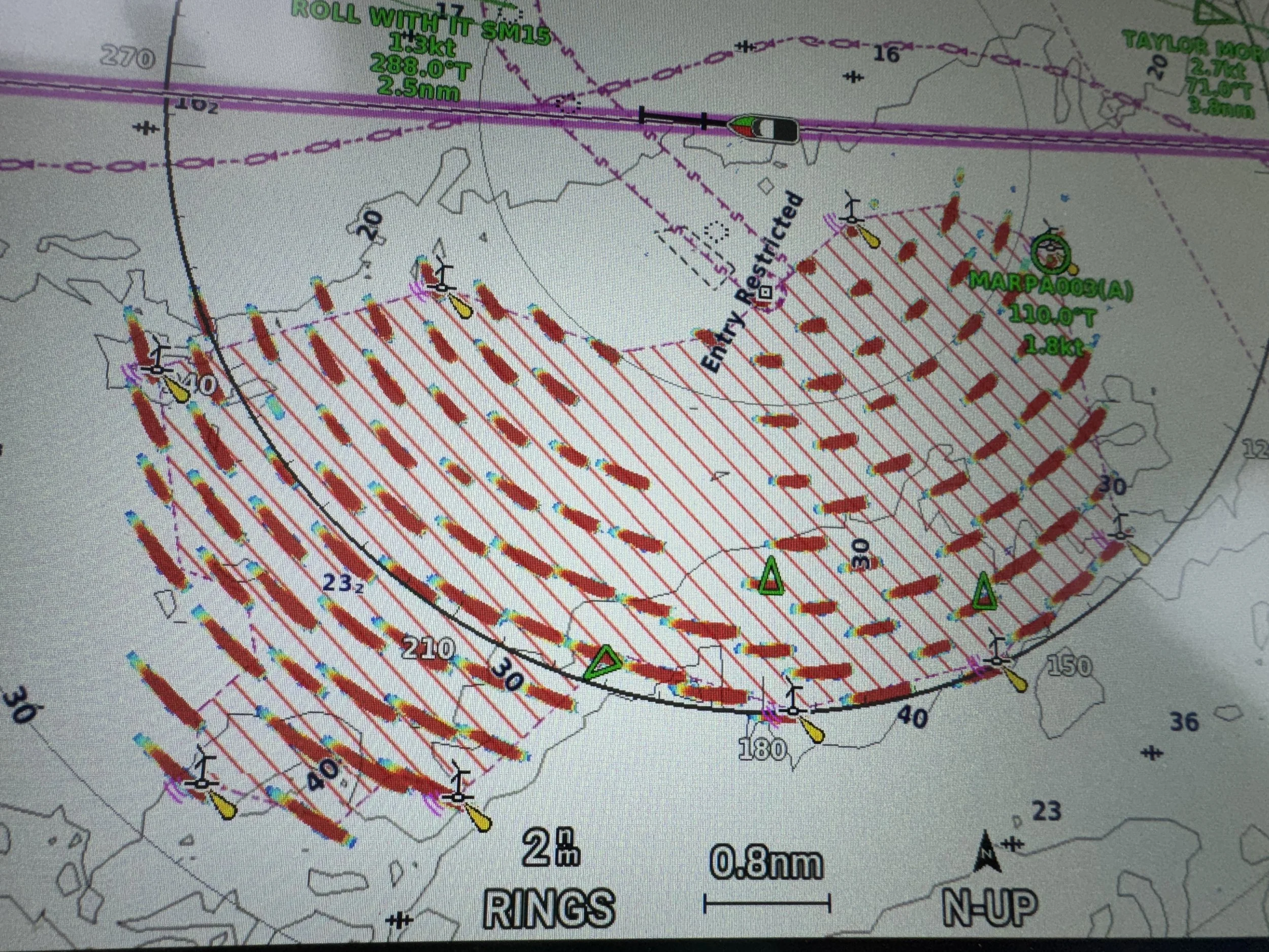   Wind turbines on the nautical chart  