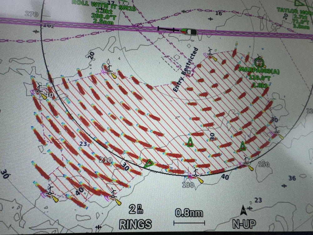   Wind turbines on the nautical chart  