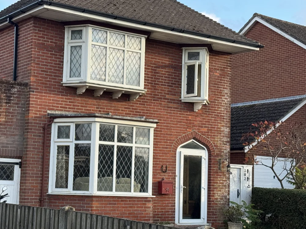   Curious triangular window.  