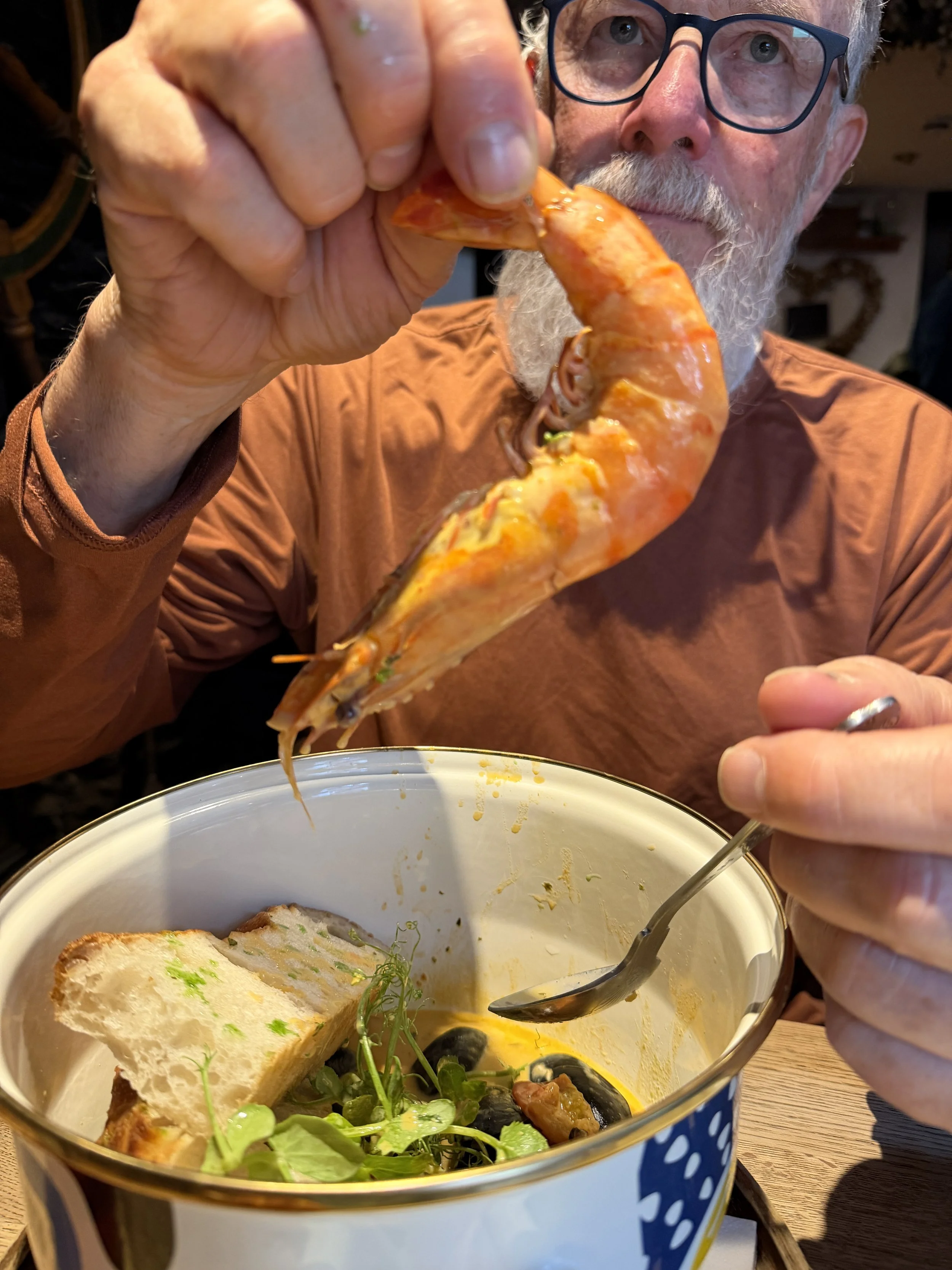   Giant (Alaska style) prawns!  
