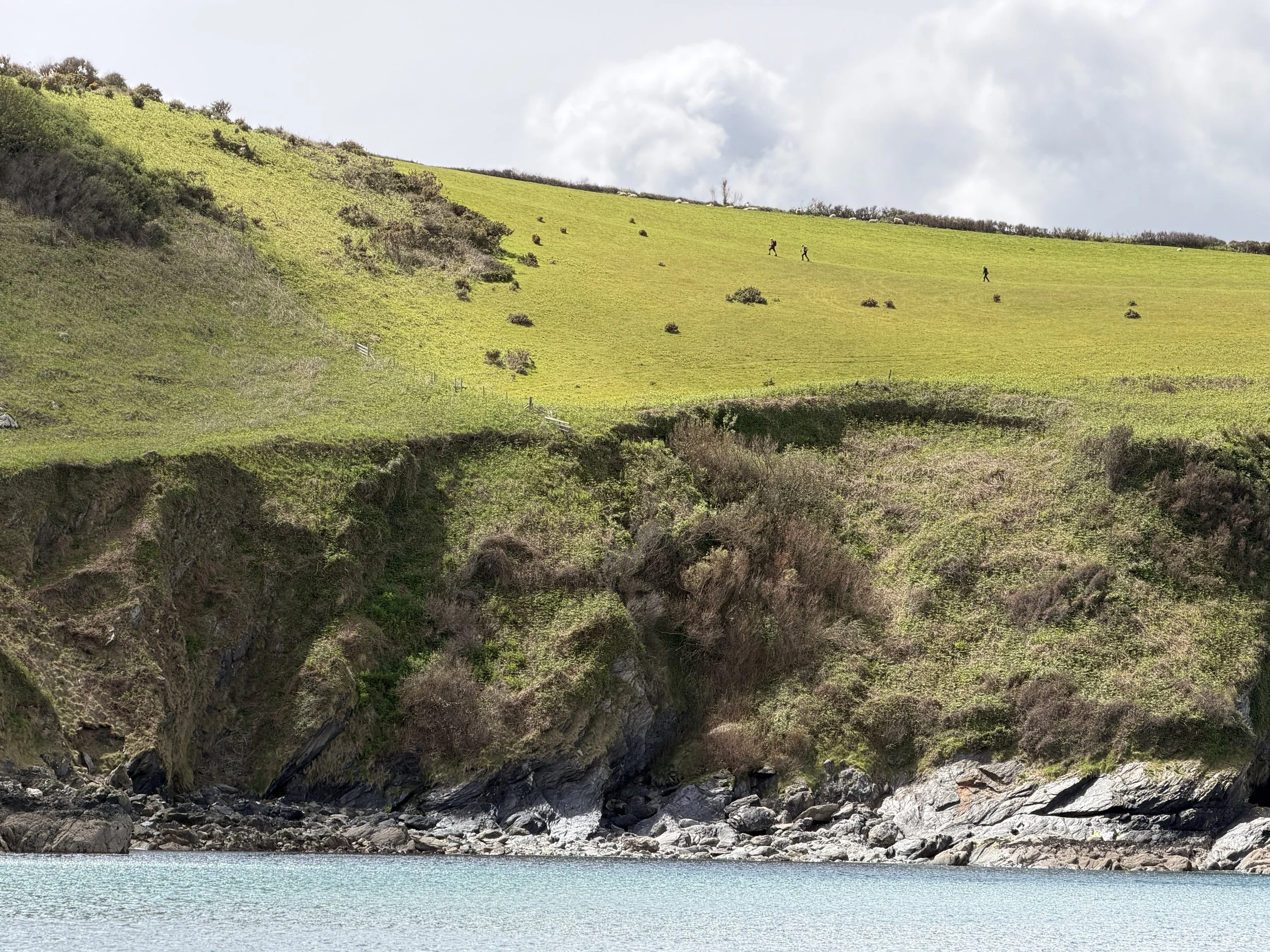   Hikers on the South West Coast Path, England's second-longest (630 miles) waymarked footpath.  