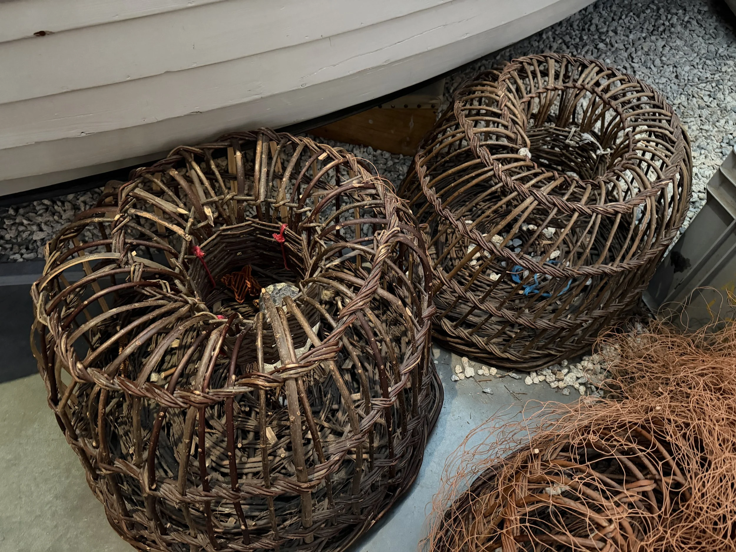   Beautifully woven lobster traps.  