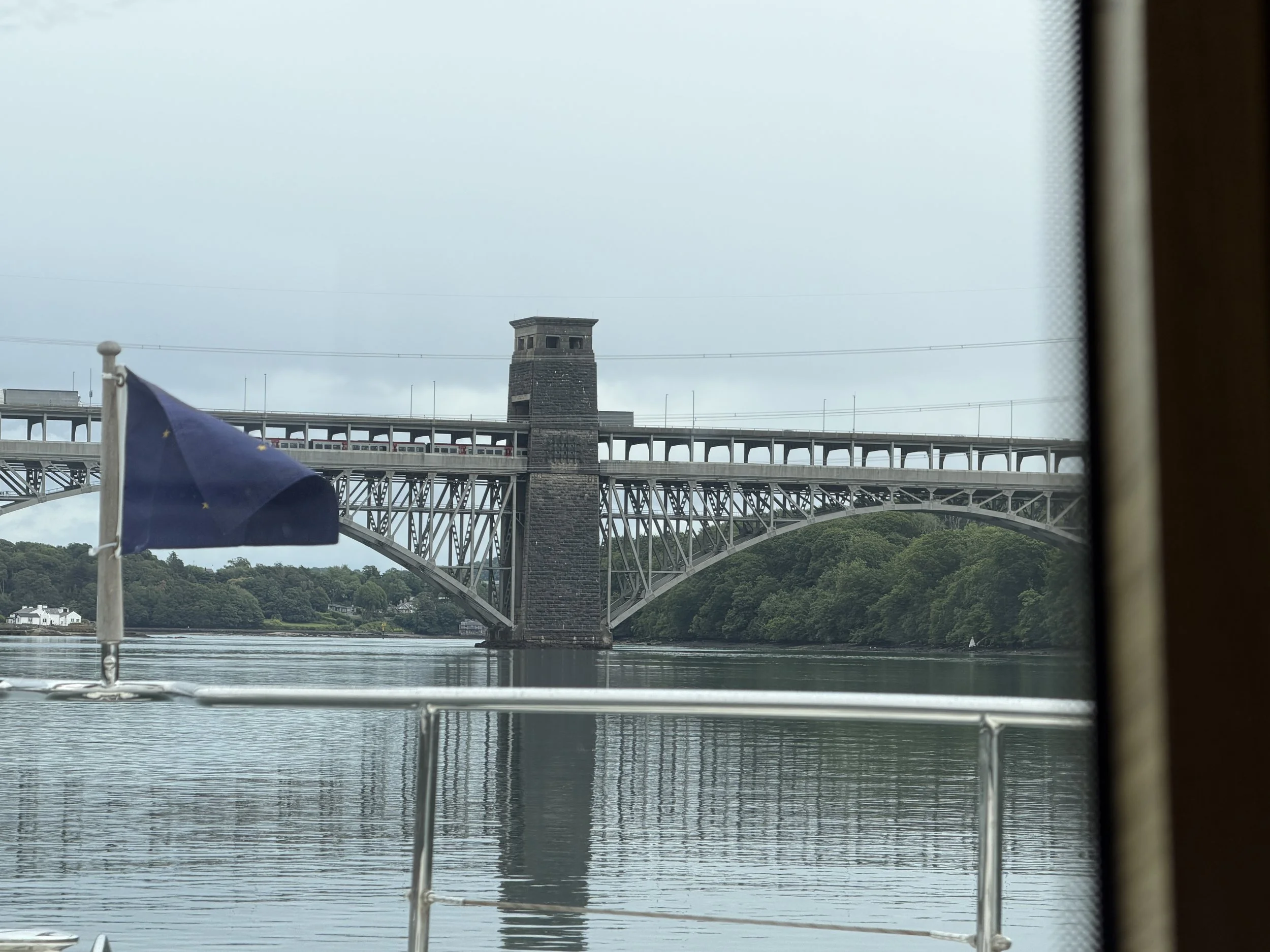   Approaching the Britannia Bridge the beginning of the Swellies.  