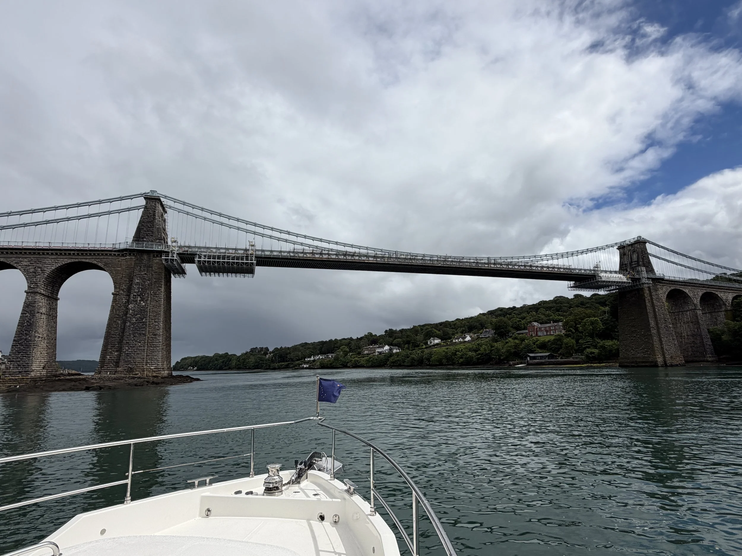   Approaching the end of the Swellies at the Menai Suspension Bridge (no photography possible while transiting).   