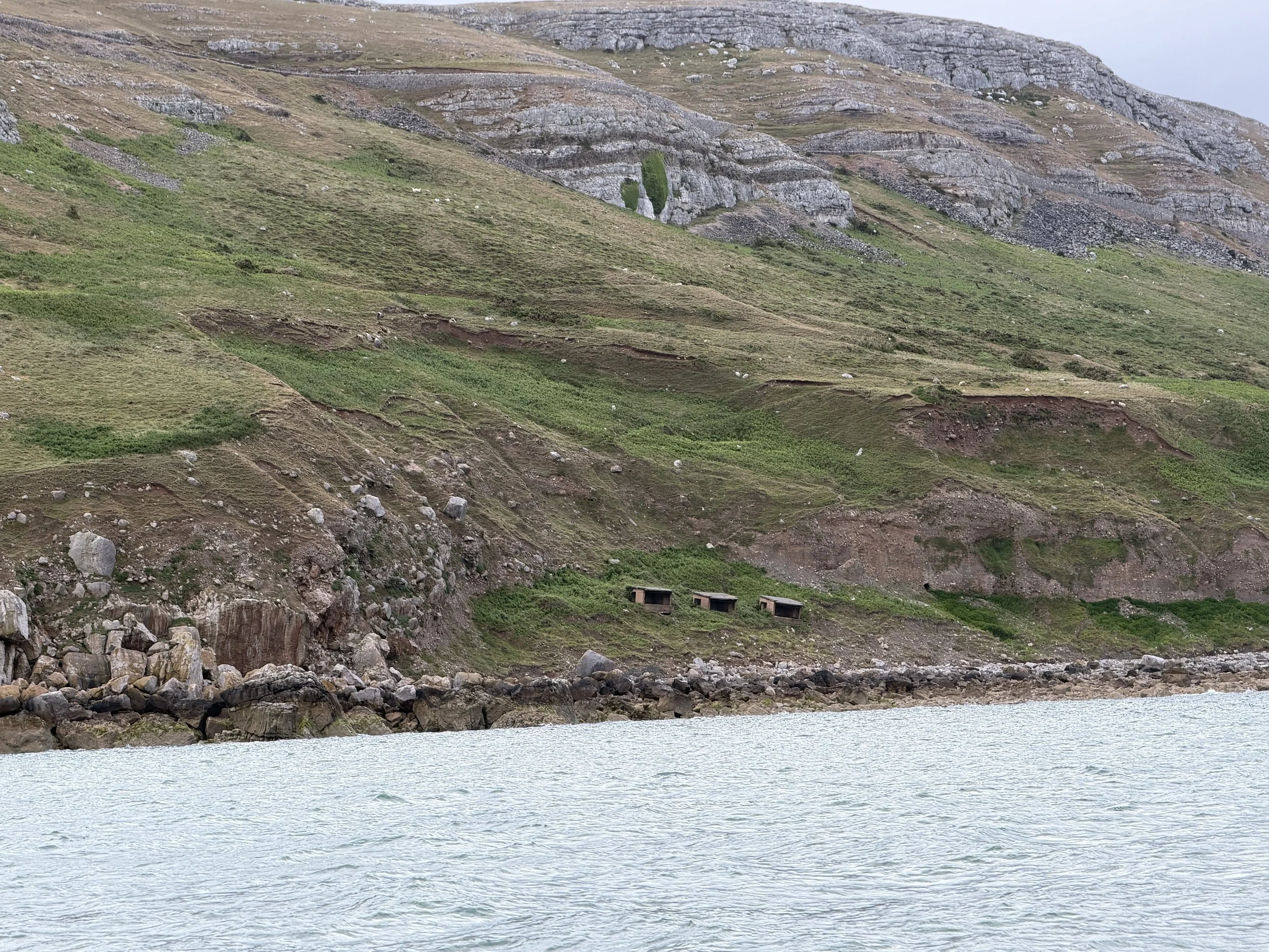   Passing by bunkers along the shore  