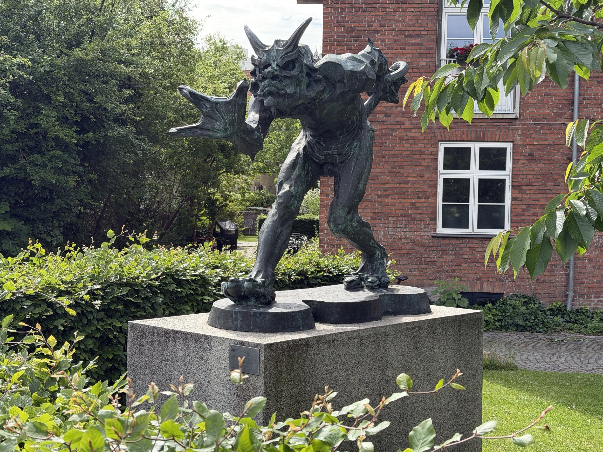   This bronze sculpture, “Trold, der vejrer kristenblod” (Troll that smells Christian blood), stands menacingly adjacent to the Jesus Church.  